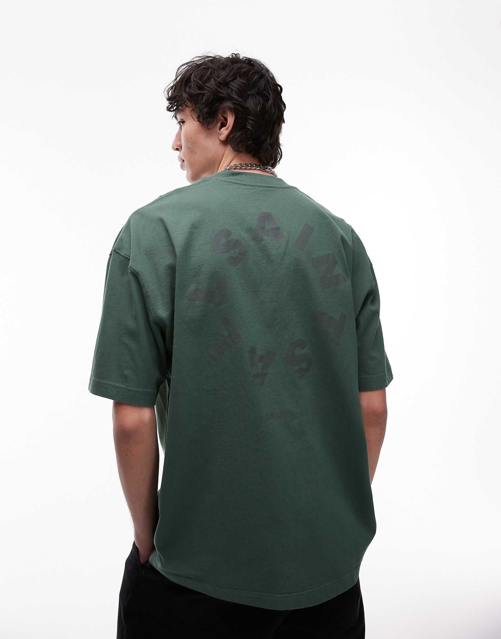 Футболка оверсайз AllSaints Tierra темно-зеленого цвета 17490₽