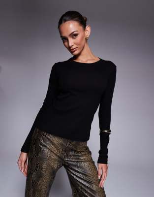 Приталенная детская футболка River Island с длинным рукавом черного цвета 