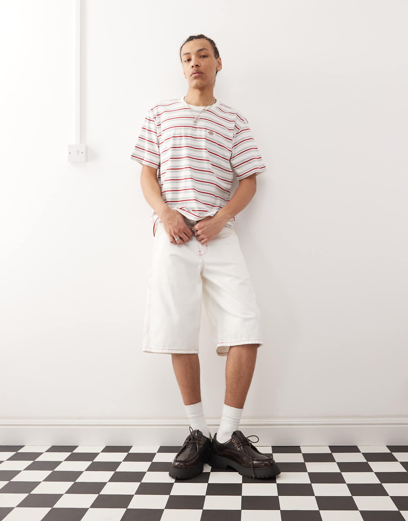 Свободные джинсовые шорты Dickies Painter кремового цвета