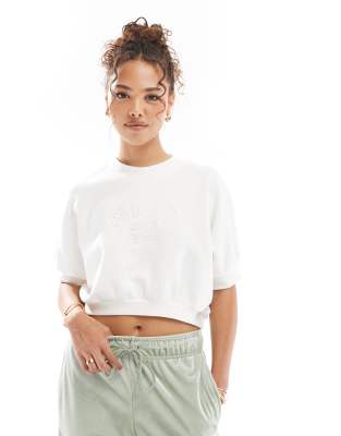 Nike '1972' logo cuffed short sleeve sweatshirt in cream