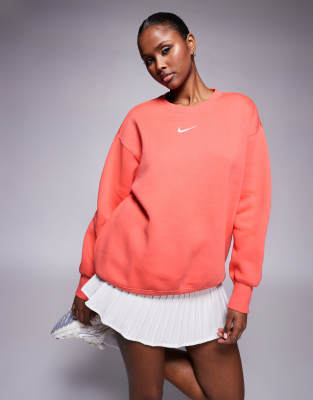 Nike Phoenix Fleece oversized sweatshirt in coral