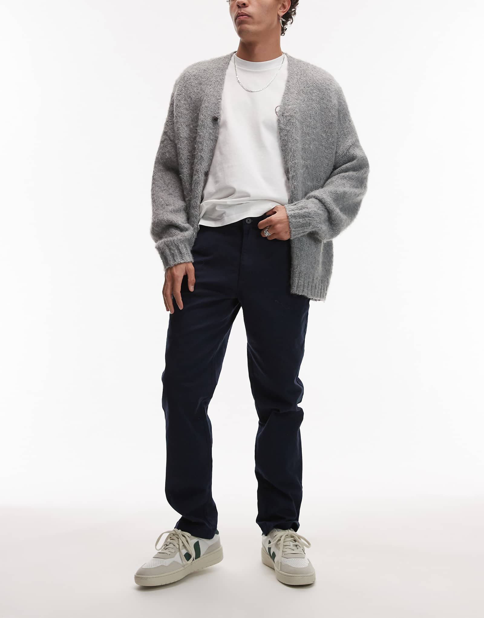 Облегающие брюки-чино Topman темно-синего цвета 10190₽