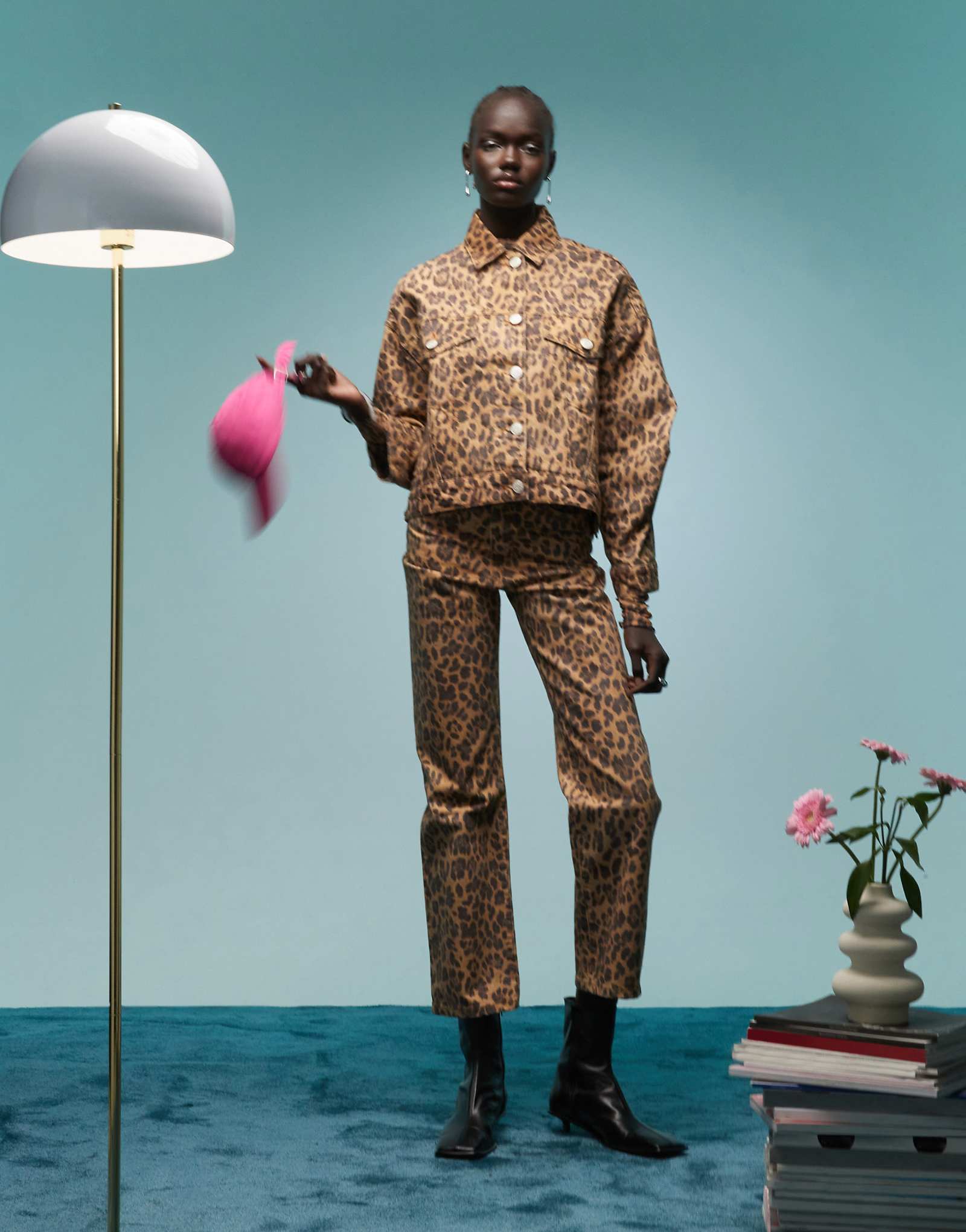 Джинсы с прямыми штанинами BIMBA Y LOLA из натурального леопарда - часть комплекта 46190₽