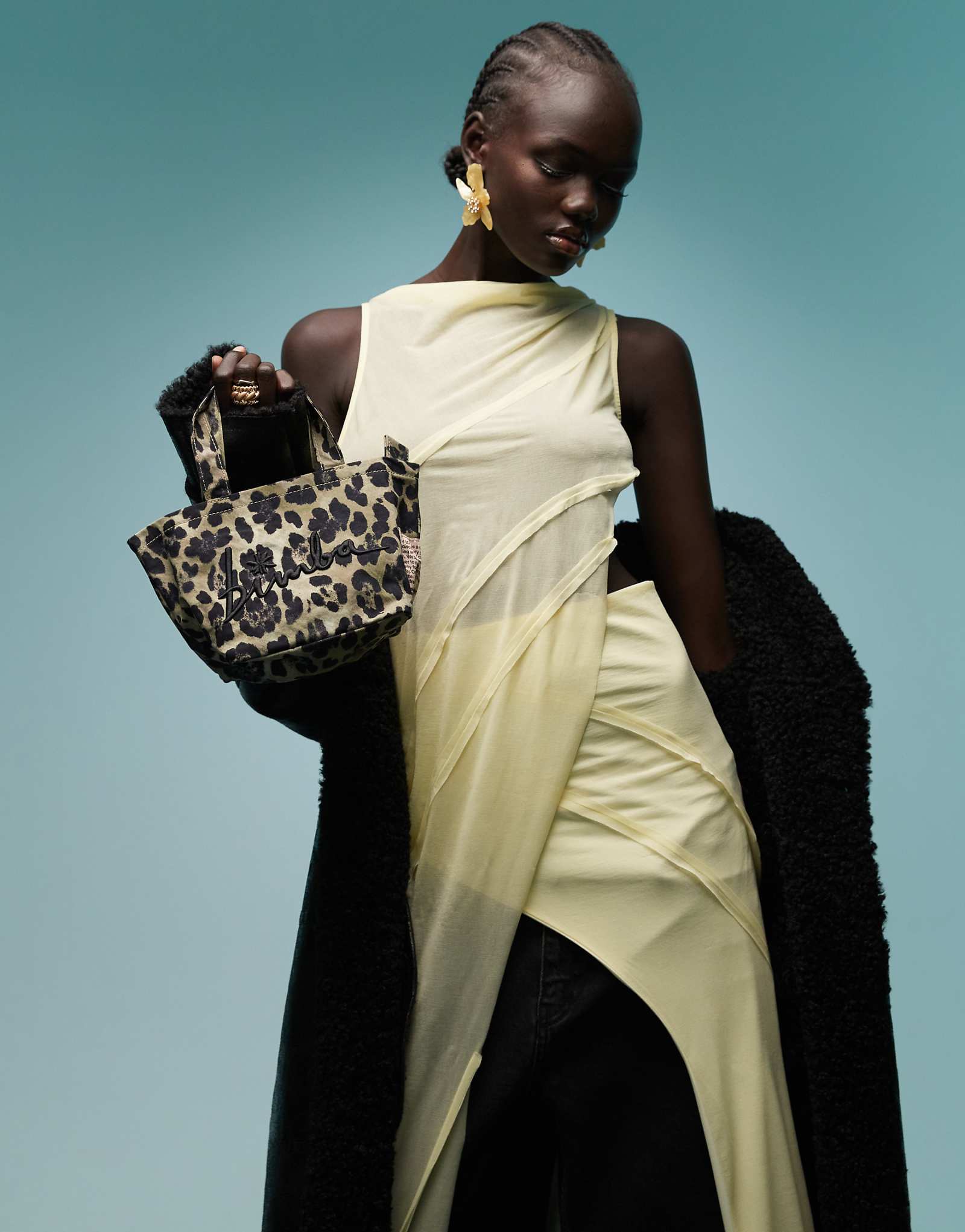 Мини-сумка-тоут BIMBA Y LOLA леопардового цвета цвета хаки