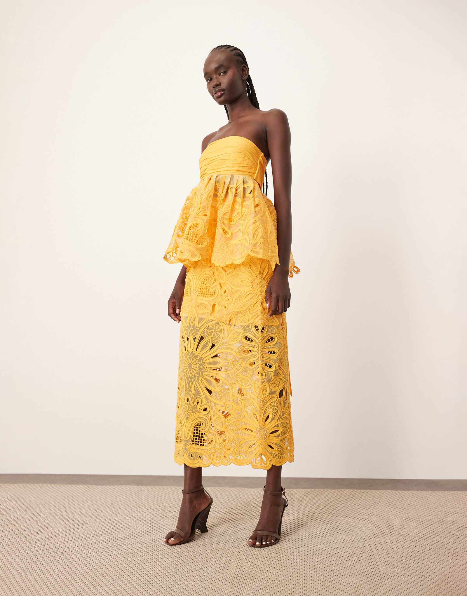 Юбка миди с цветочным узором cornelli column в мандариновом цвете - часть комплекта 32890₽