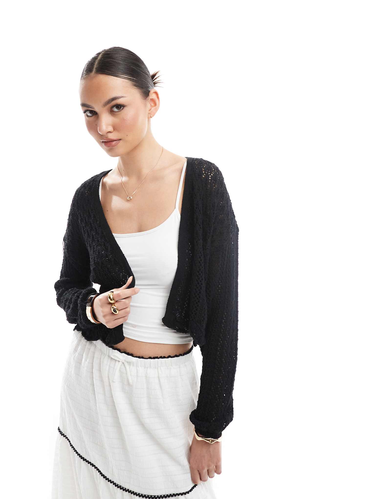 ТОЛЬКО вязаный крючком кардиган черного цвета 6290₽