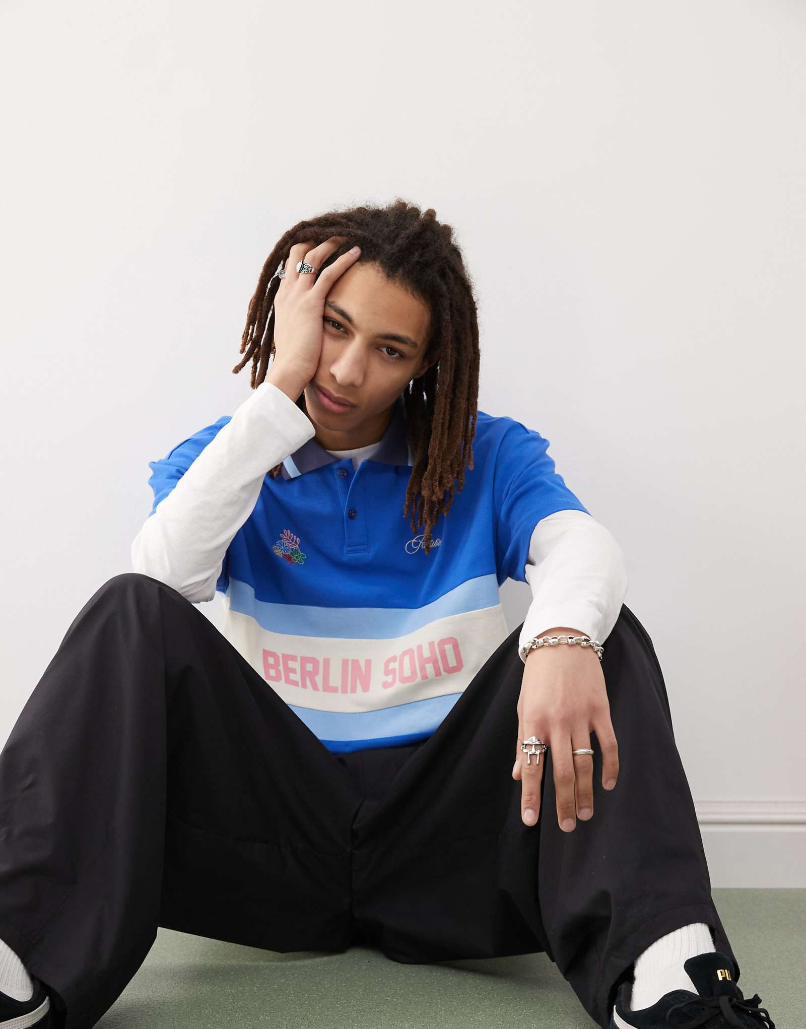 Запрещенная винтажная рубашка поло soho синего цвета 6790₽