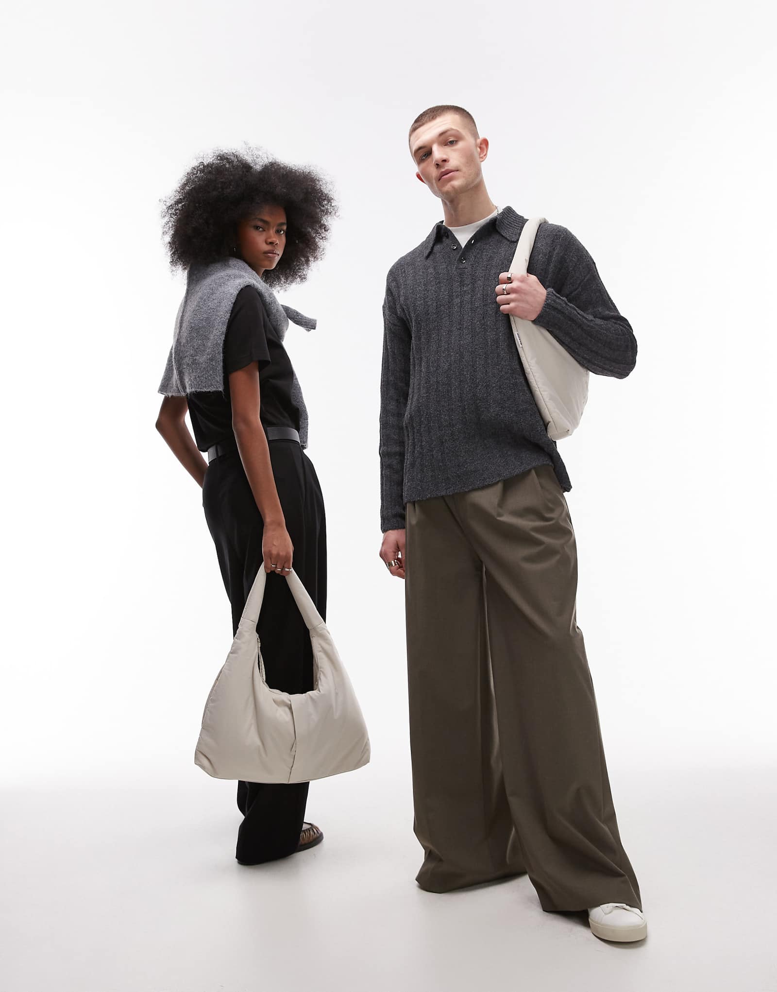 Большая нейлоновая сумка Olend Nico через плечо в песочном цвете