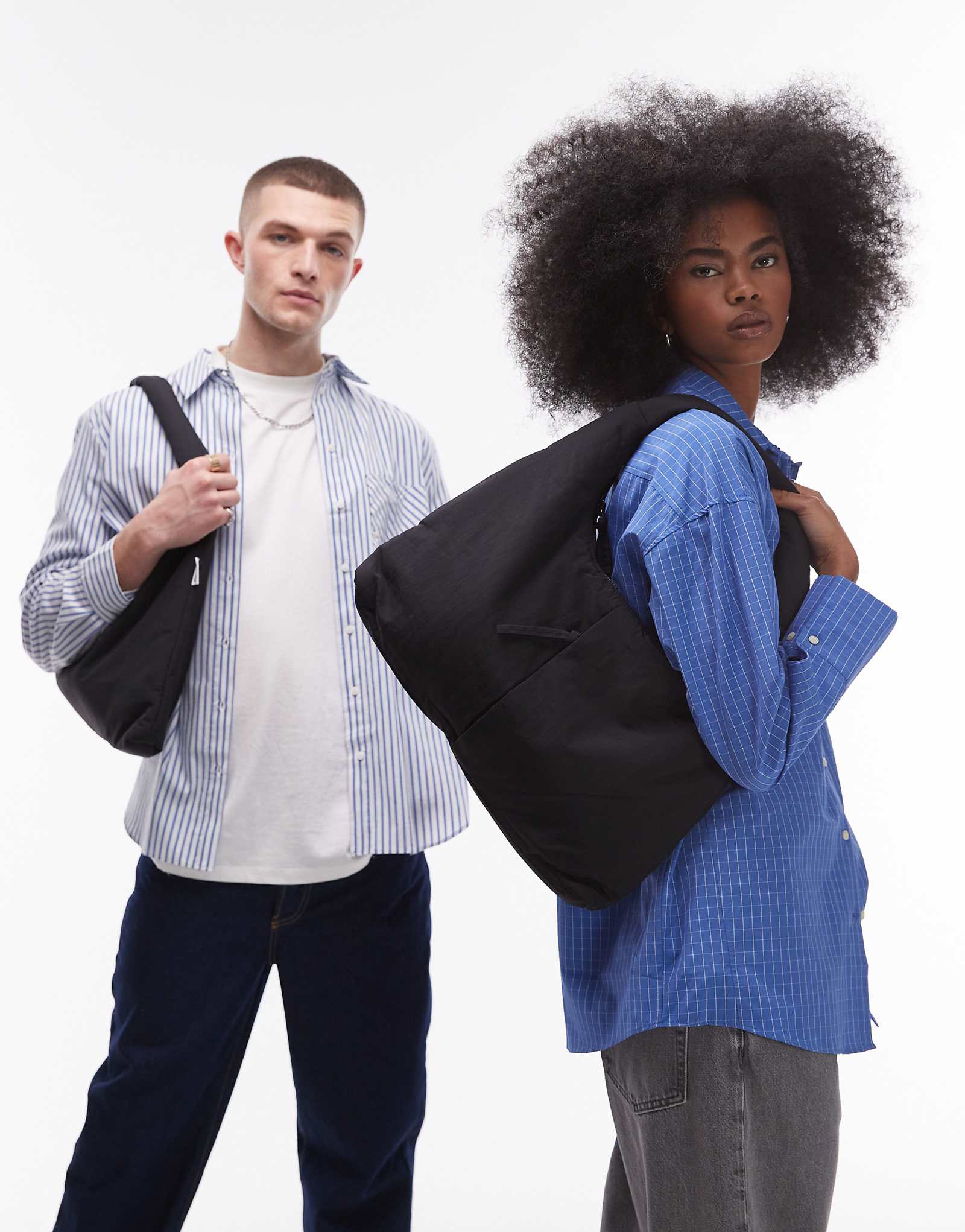 Большая нейлоновая сумка через плечо OLEND Nico черного цвета