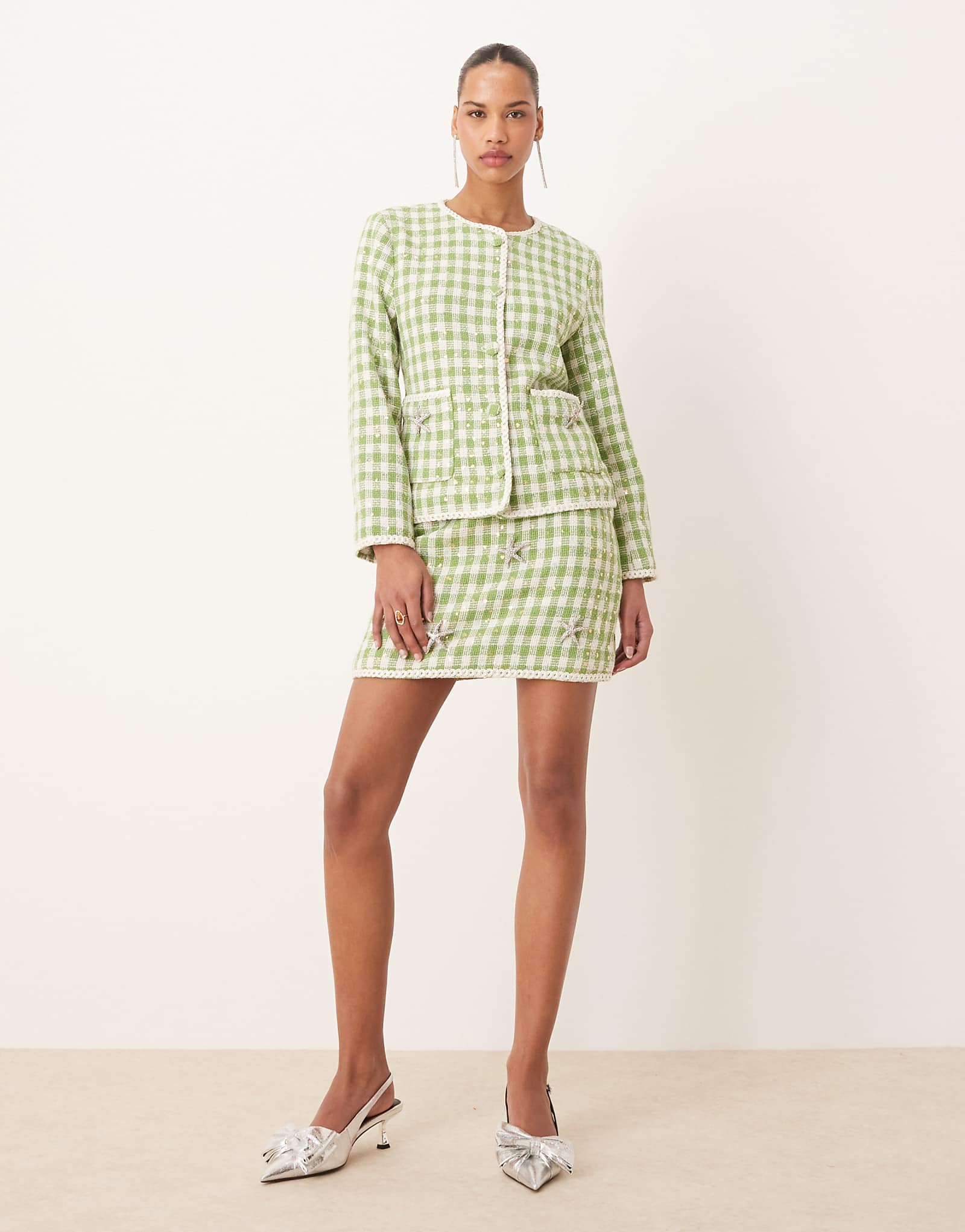 Твидовая мини-юбка Dream Sister Jane зеленого цвета - часть комплекта