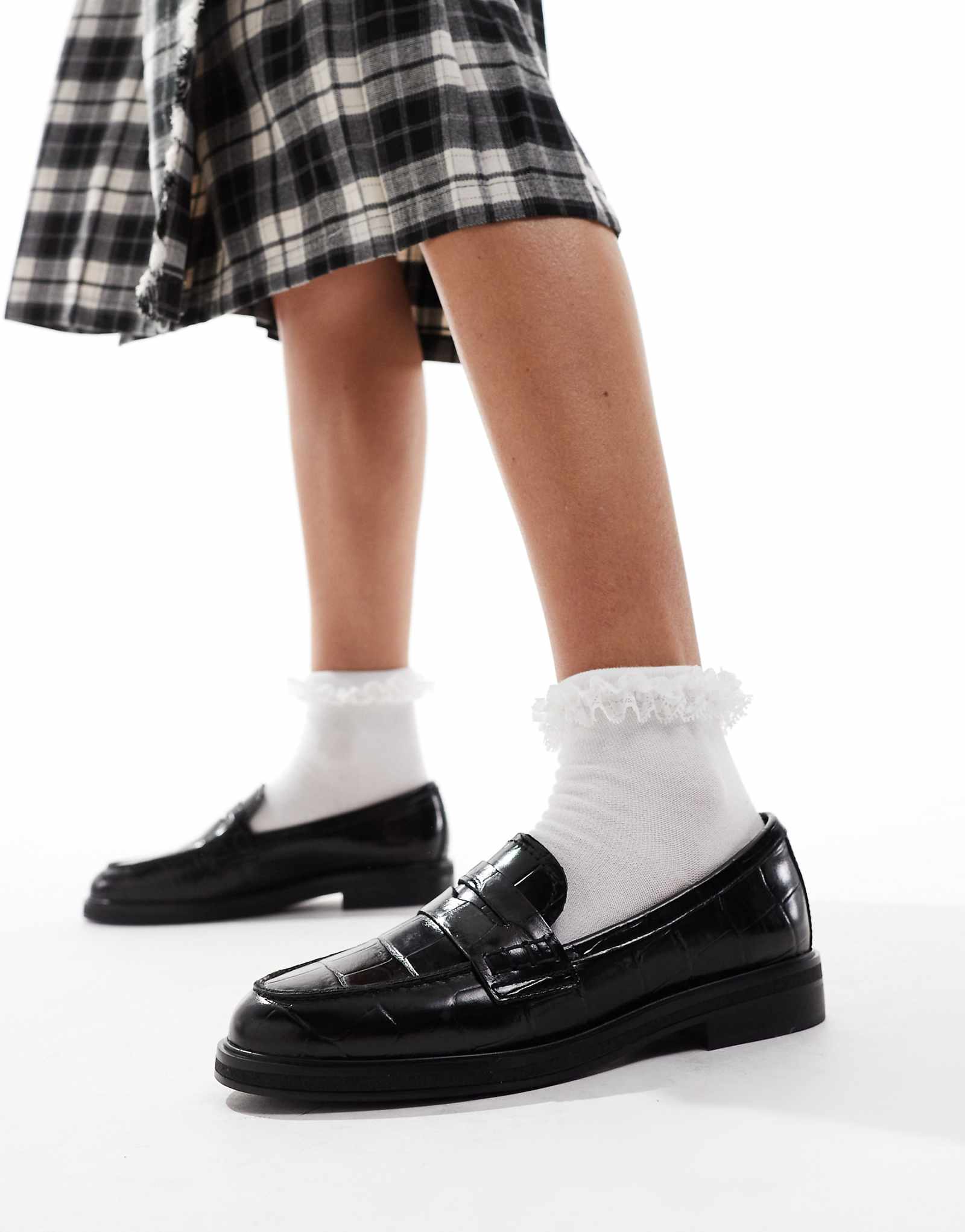 Мокасины ALDO Lededanten из черной крокодиловой кожи 22390₽