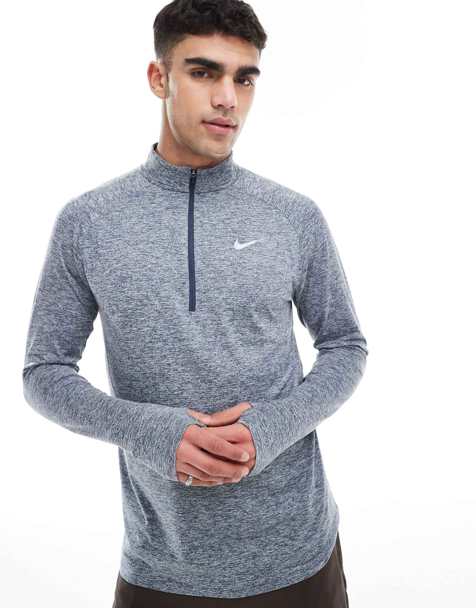 Толстовка Nike Running Stride на молнии 1/2 темно-синего цвета