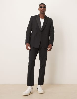 Облегающие брюки-смокинг премиум-класса от ASOS DESIGN с черной текстурой