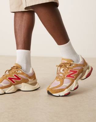 Мужские кроссовки New Balance 9060 унисекс в разноцветном цвете с красными деталями