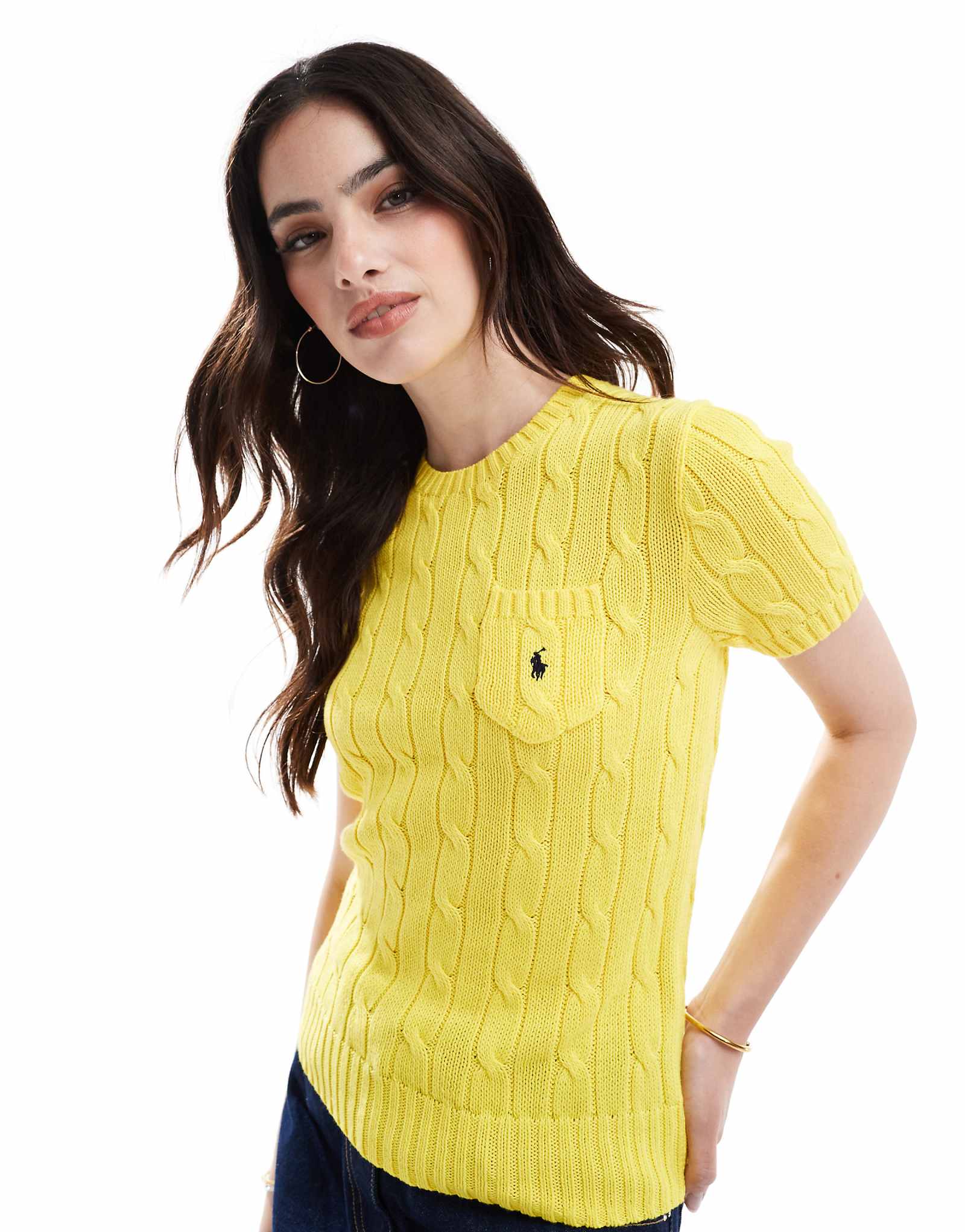 Ярко-желтый свитер Polo Ralph Lauren с коротким рукавом-каре 19190₽