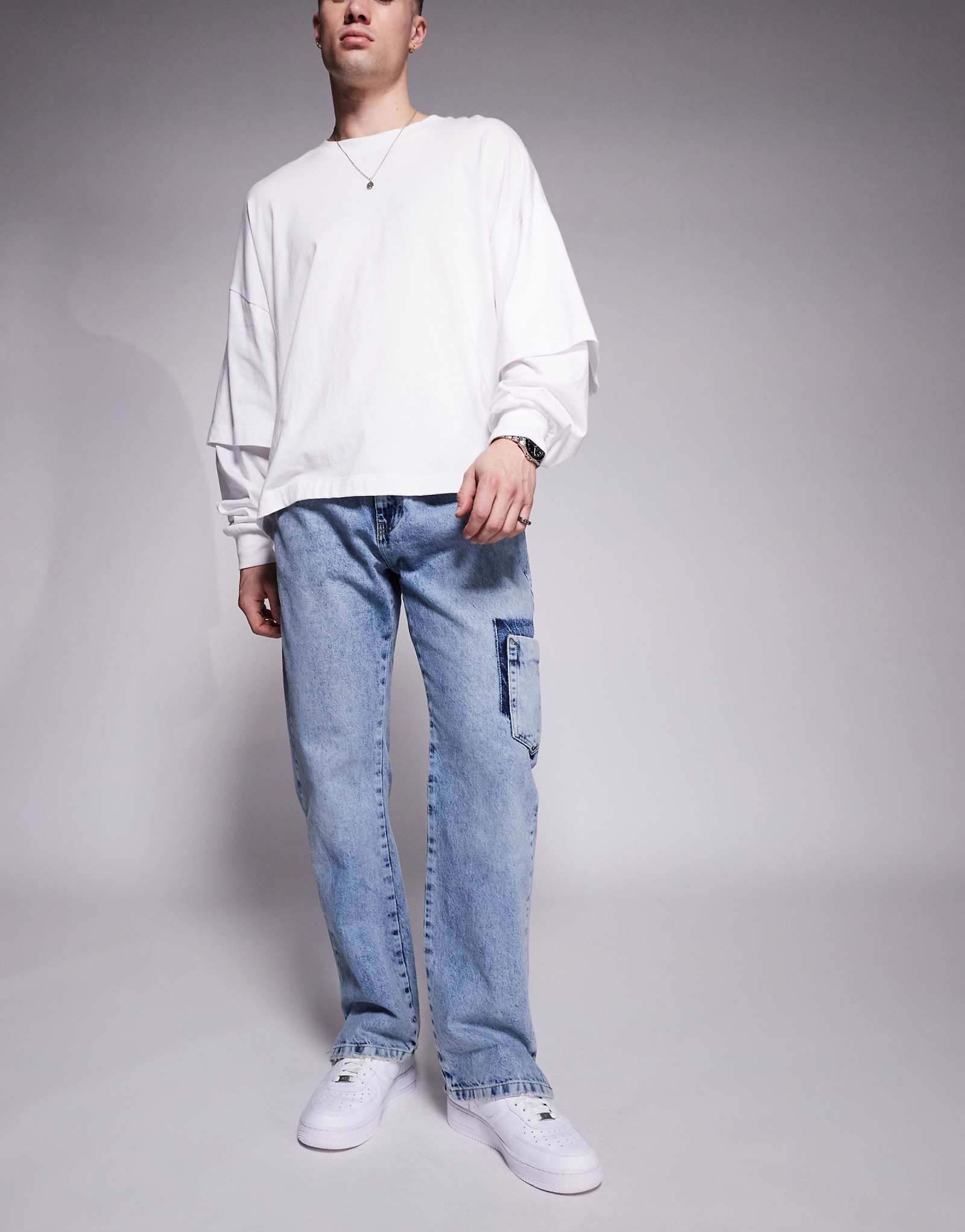 Джинсы Couture Club с карманами синего цвета выстиранные 10990₽