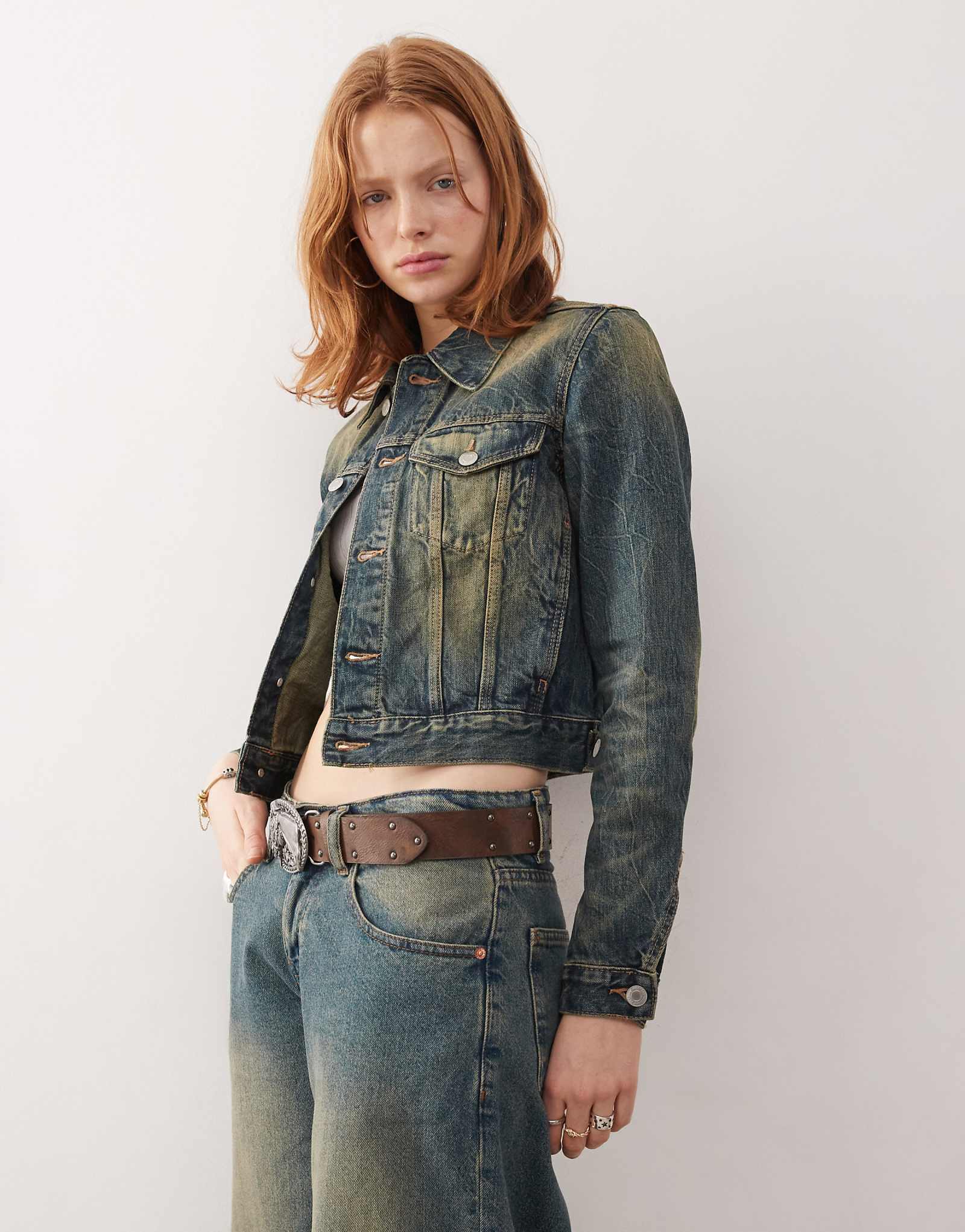 Джинсовая куртка для буднего дня в винтажном синем цвете 6090₽