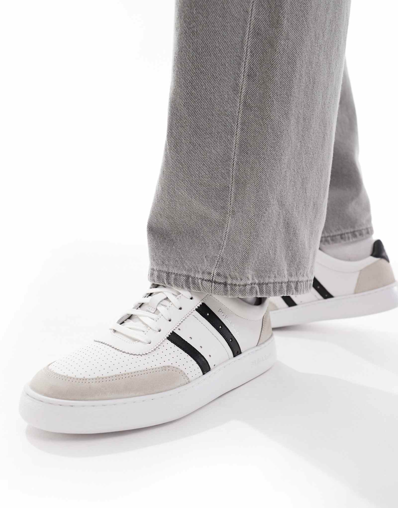 Кожаные кроссовки с логотипом Paul Smith с боковой полосой белого цвета