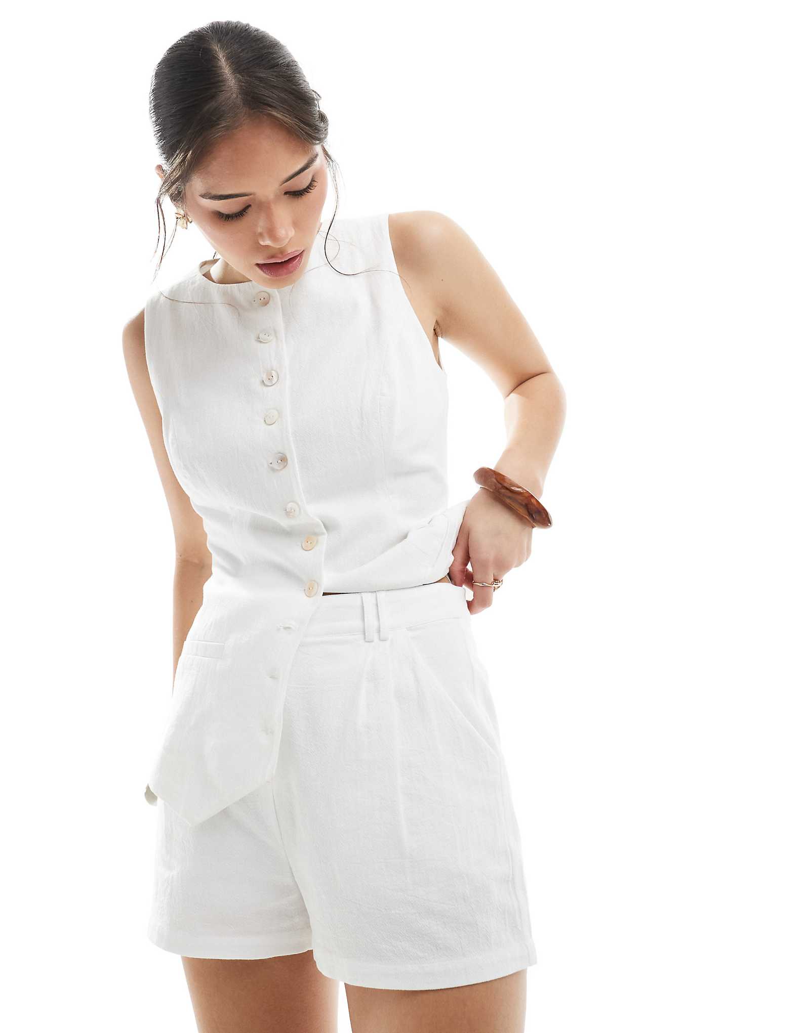 шорты 4th -Reckless из льна белого цвета - часть комплекта 9490₽