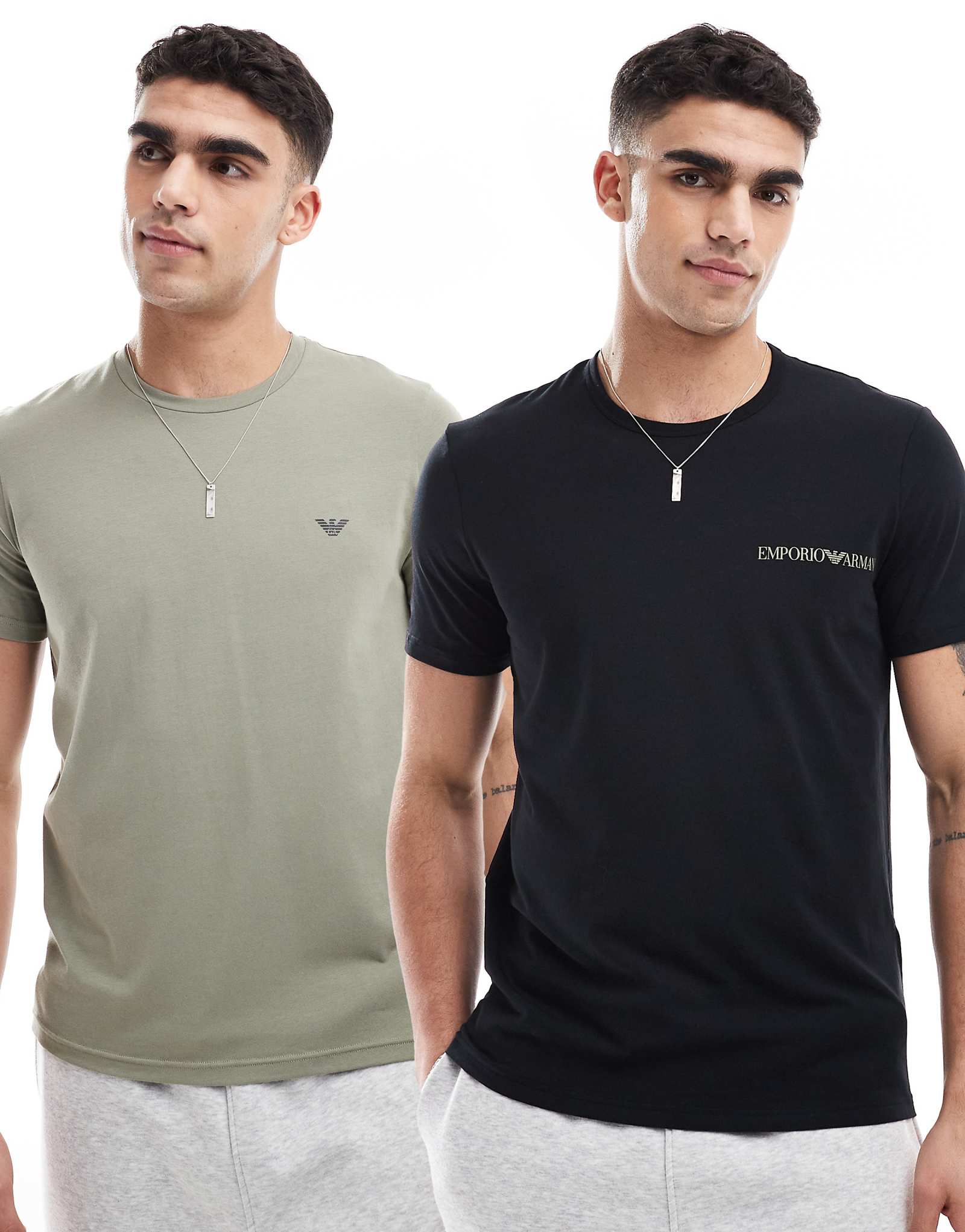 Emporio Armani Bodywear - 2 комплекта футболок с логотипом endurance lounge черного и бежевого цветов 15290₽