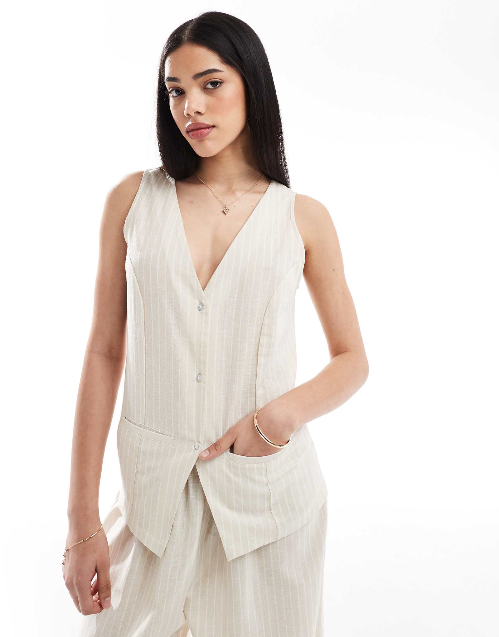 Эксклюзивный жилет Esme в бежево-белую полоску - часть комплекта 3790₽