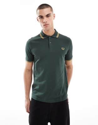 Рубашка-поло Fred Perry с двойным воротником зеленого цвета хаки