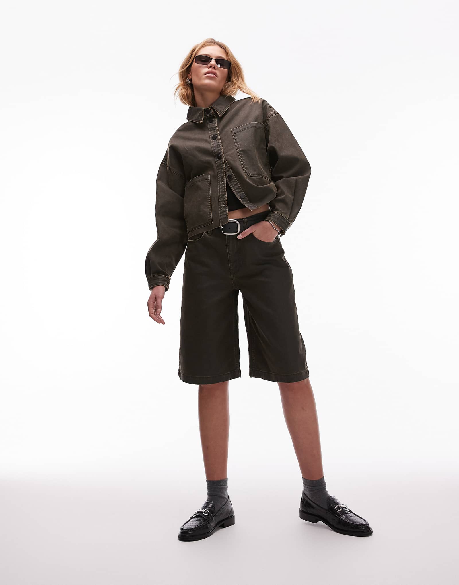 Джинсовые шорты AllSaints Louie из давно не стиранной джинсовой ткани 32390₽