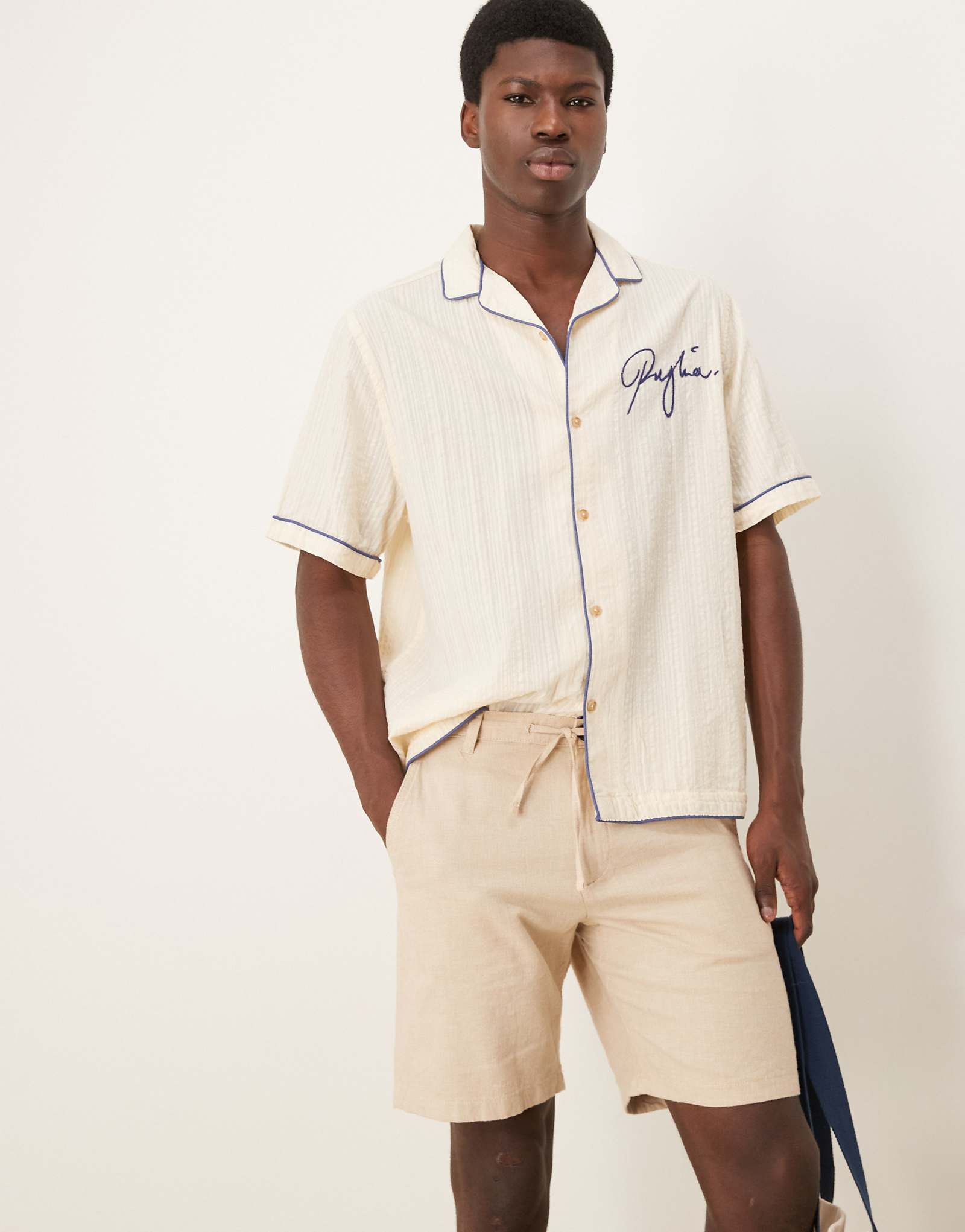 Шорты из льняной смеси Selected Homme кремового цвета 13290₽