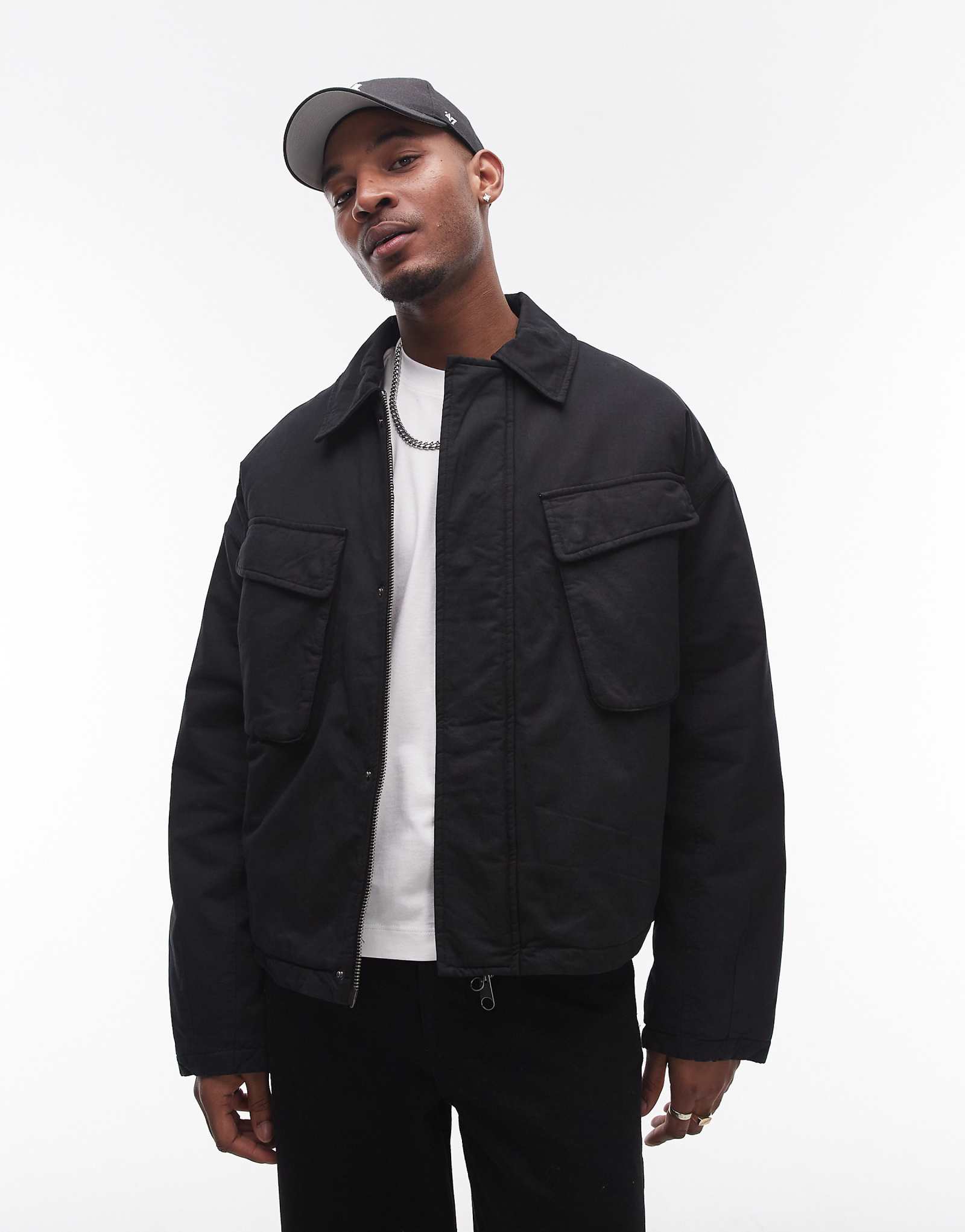 Куртка Topman harrington черного цвета с двойными нагрудными карманами 11590₽