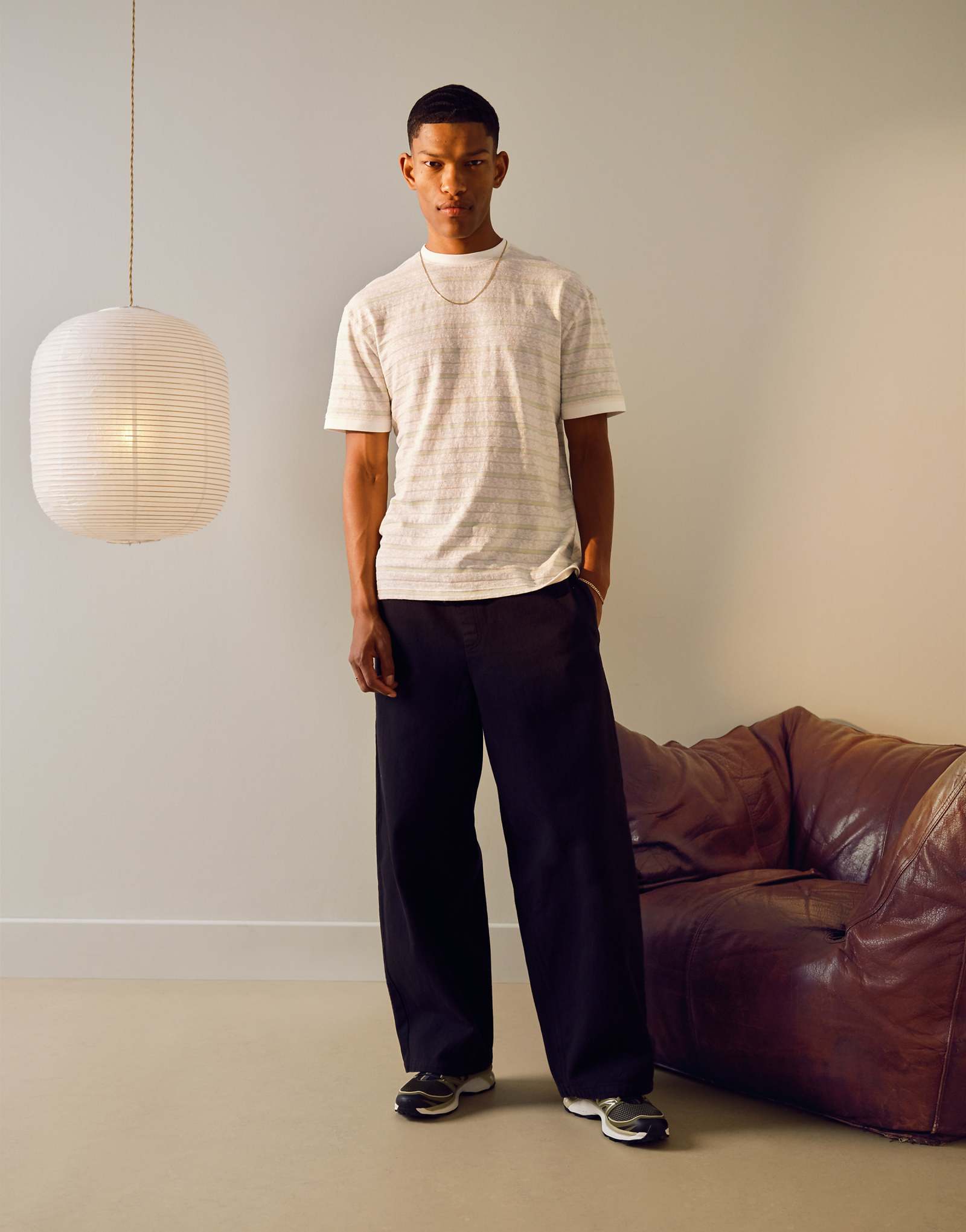 Брюки-накладки из саржи Topman черного цвета застиранные 4290₽