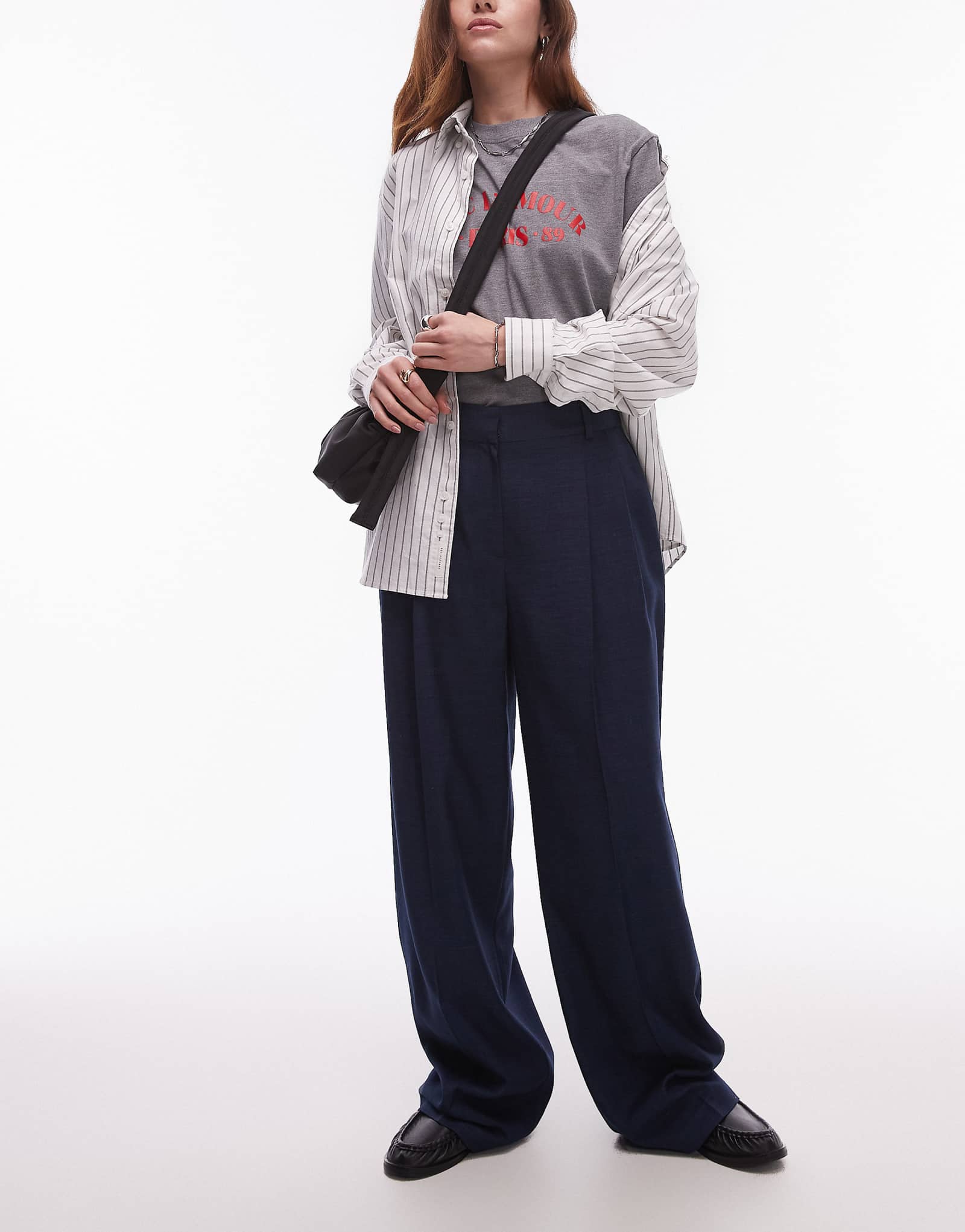 Плиссированные брюки-баллоны Topshop с высокой посадкой темно-синего цвета сшитые на заказ 4290₽