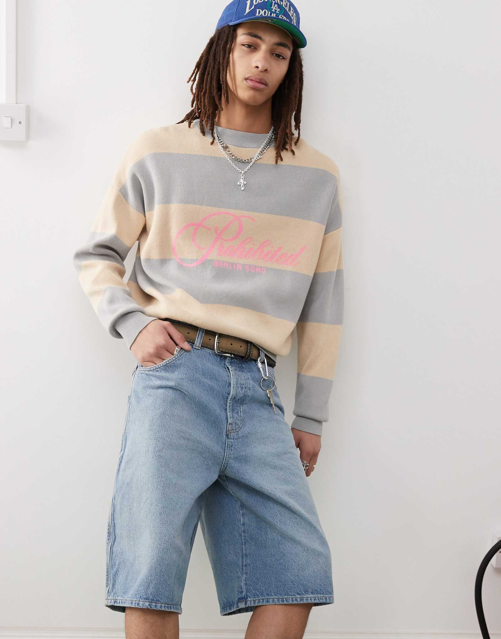 Запрещенный винтажный вязаный свитер кремового цвета в полоску soho 16790₽