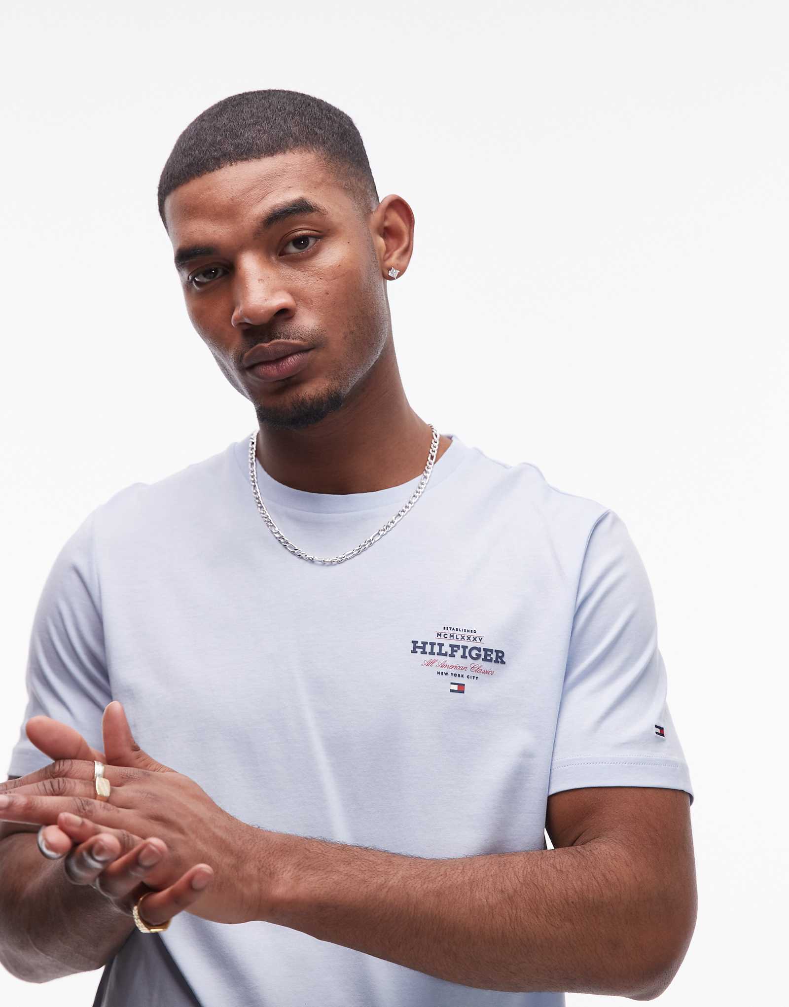 Футболка с логотипом Tommy Hilfiger monotype бледно-голубого цвета 8090₽