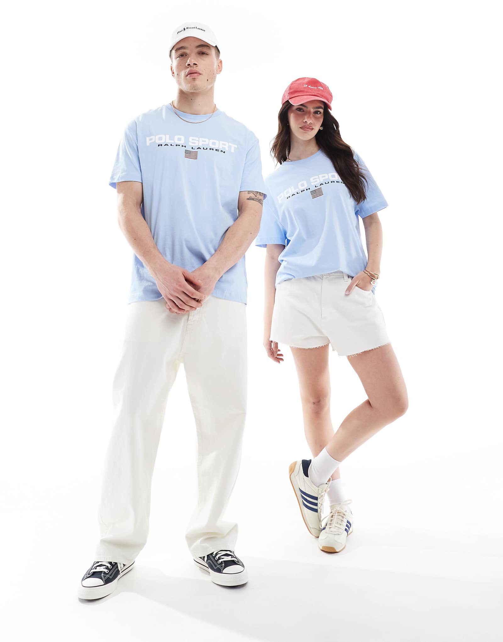 Футболка Polo Ralph Lauren Sport capsule унисекс с логотипом флага на большой груди классического кроя оверсайз светло-голубого цвета 12490₽