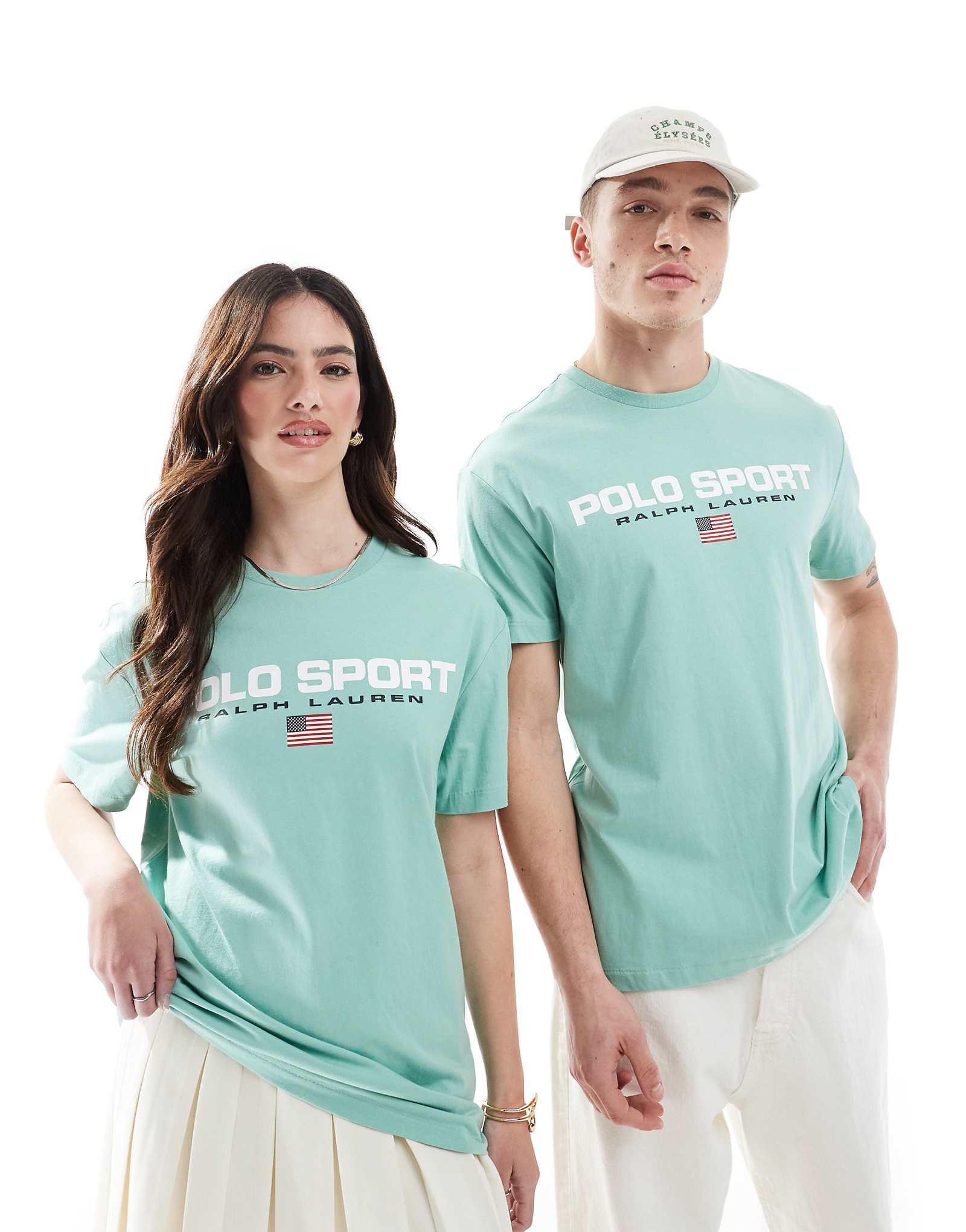 Футболка Polo Ralph Lauren Sport capsule унисекс с логотипом флага на большой груди классического оверсайз светло-зеленого цвета 9190₽