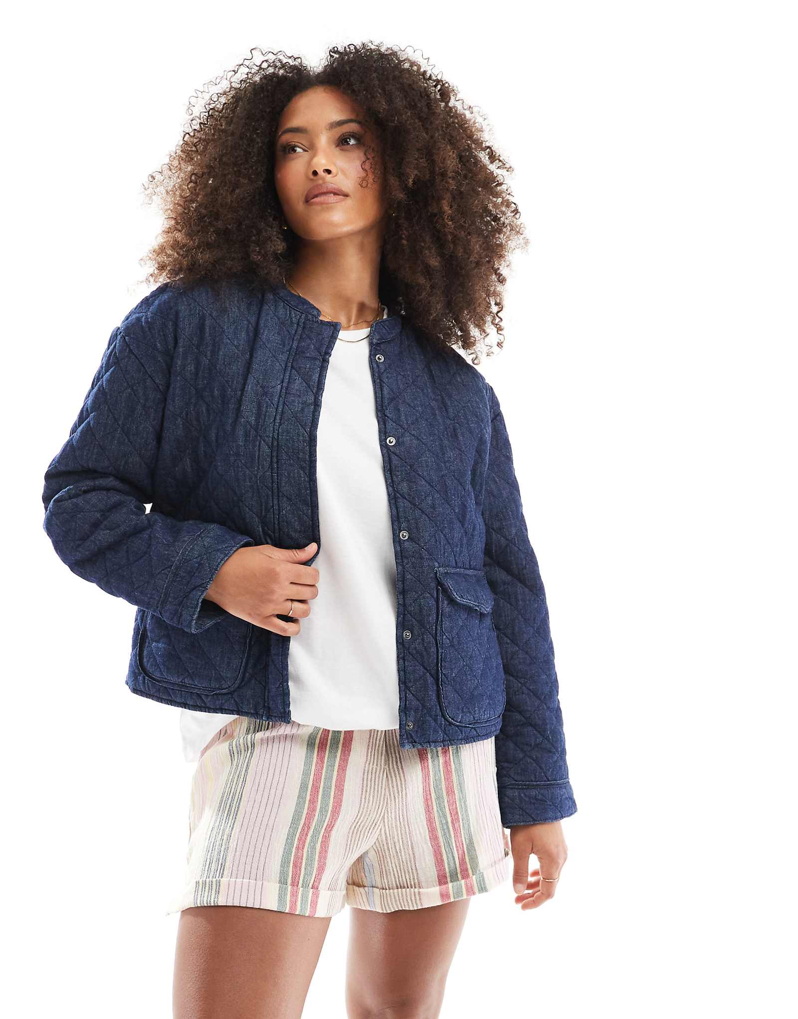 ЕДИНСТВЕННАЯ стеганая джинсовая куртка темно-синего цвета с передним карманом 20390₽