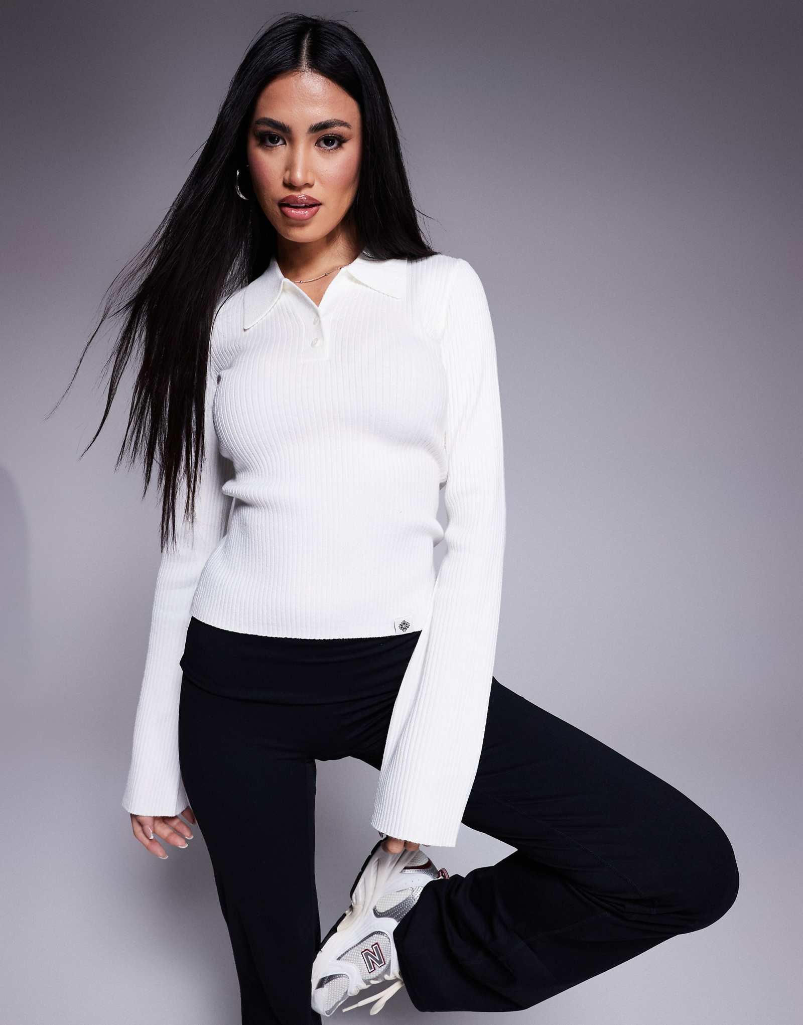 Вязаный топ-поло Couture Club белоснежного цвета