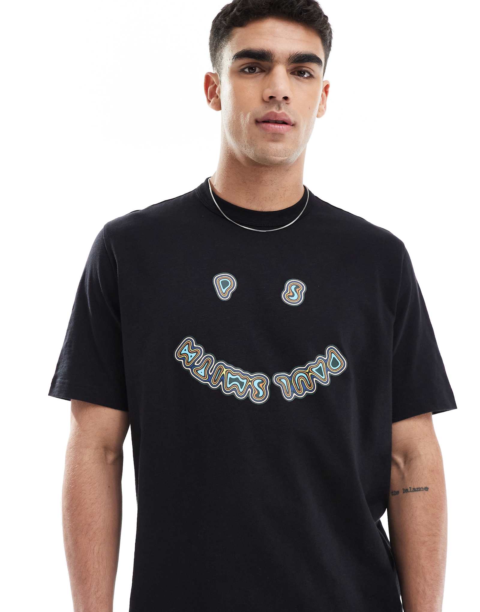 Футболка с логотипом PS Paul Smith и принтом улыбки черного цвета