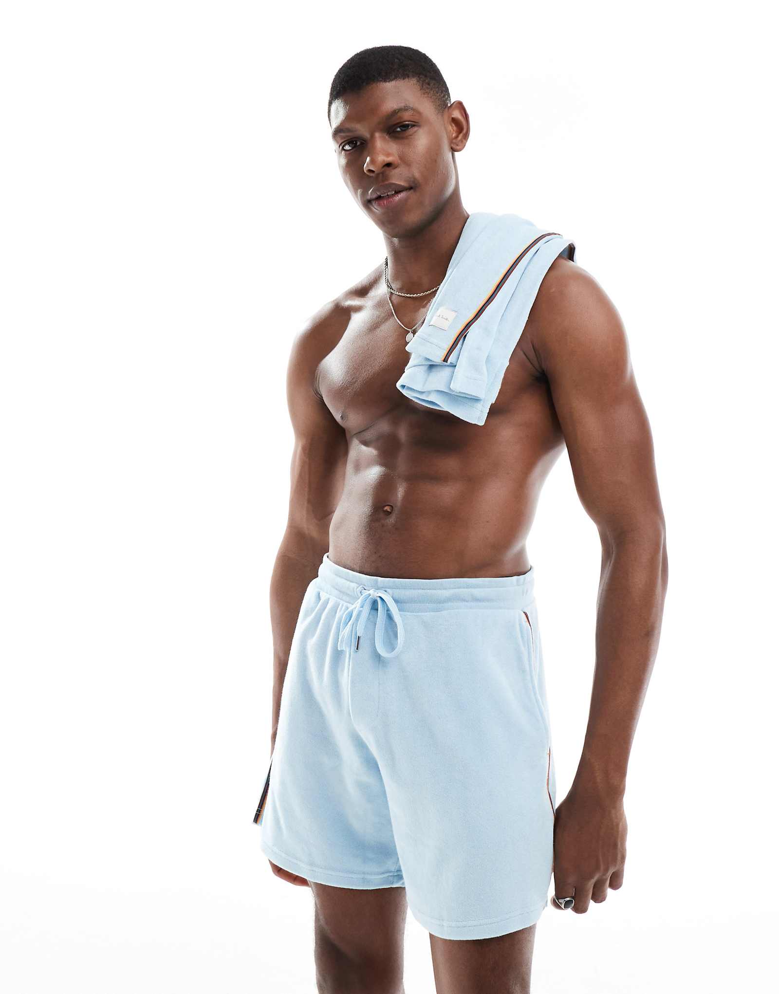 Пляжные шорты из махровой ткани Paul Smith светло-голубого цвета - часть комплекта 9890₽