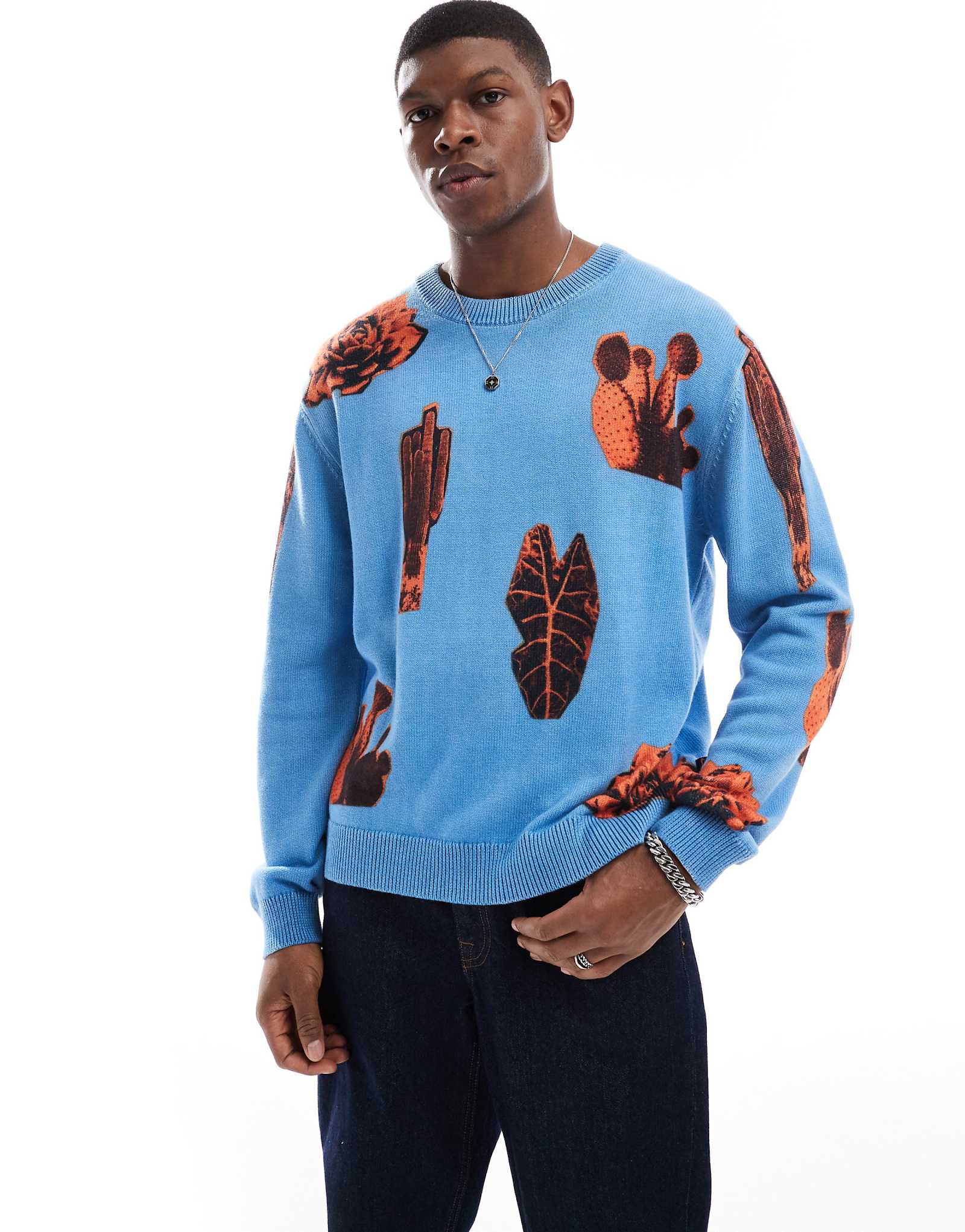 Вязаный свитер PS Paul Smith с принтом пустыни синего цвета 28590₽