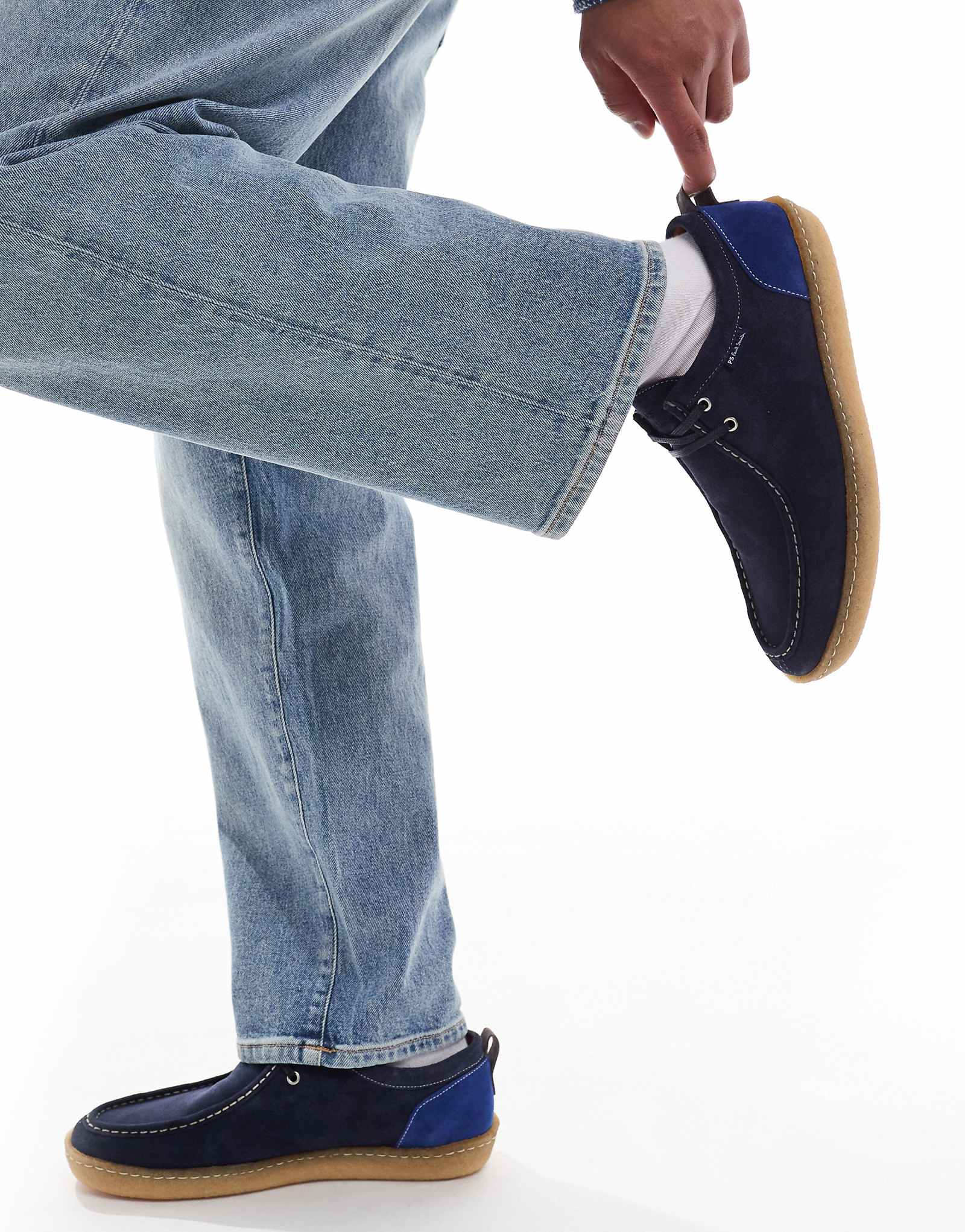 Замшевые мокасины с логотипом Paul Smith синего цвета