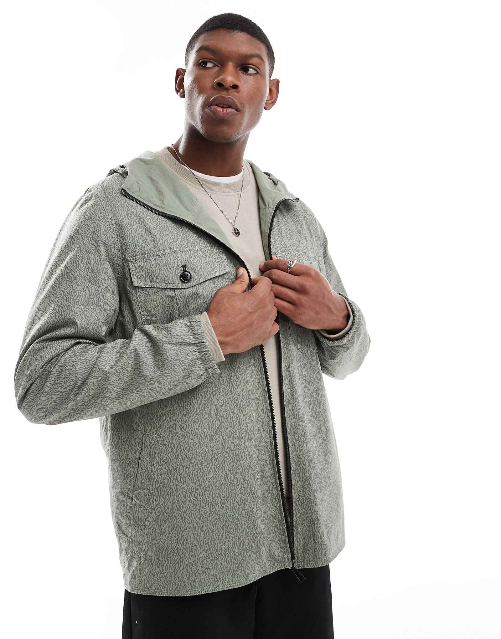 Двусторонняя куртка с капюшоном PS Paul Smith с зеленым принтом 33890₽