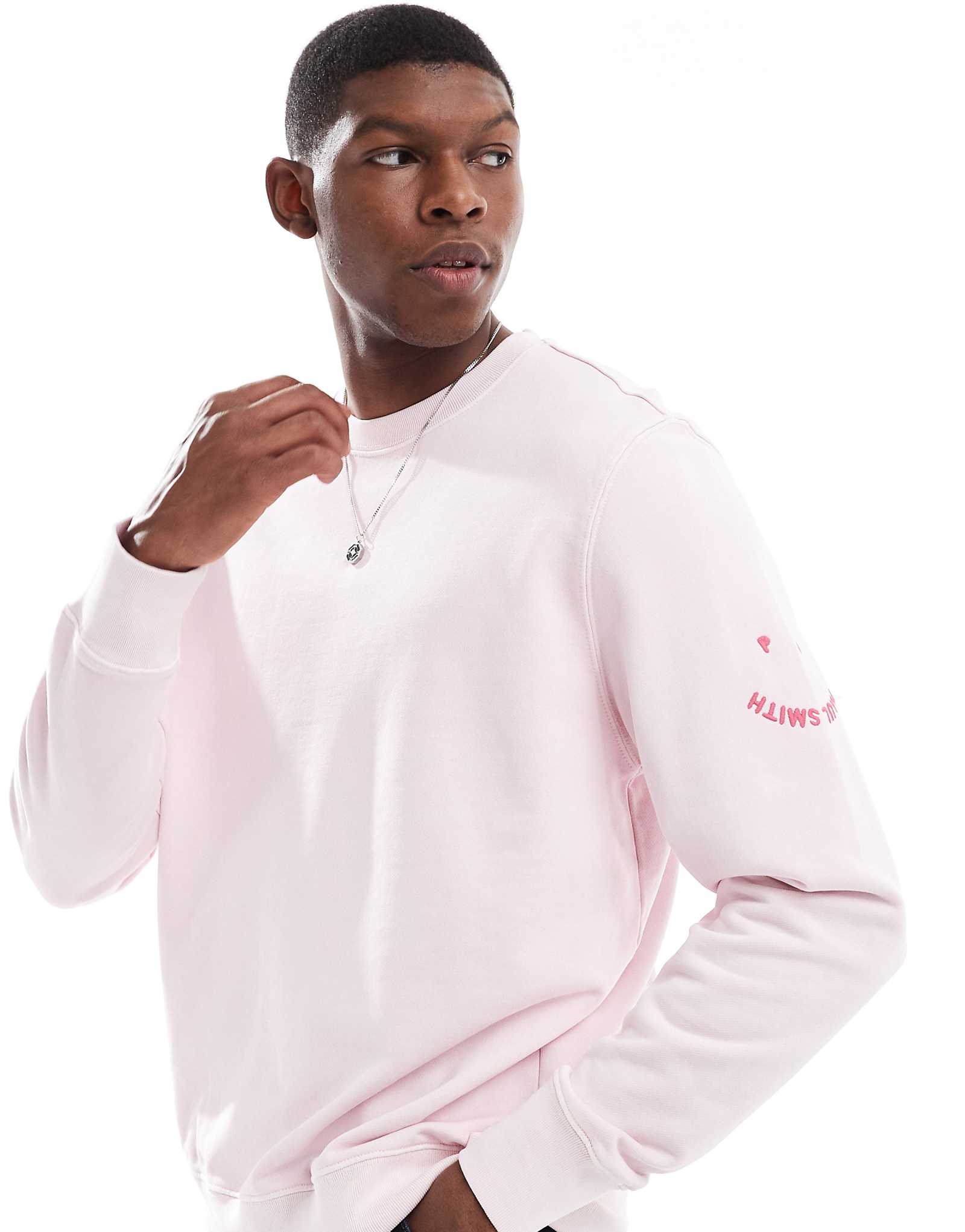 Толстовка с круглым вырезом и логотипом PS Paul Smith happy светло-розового цвета 28590₽