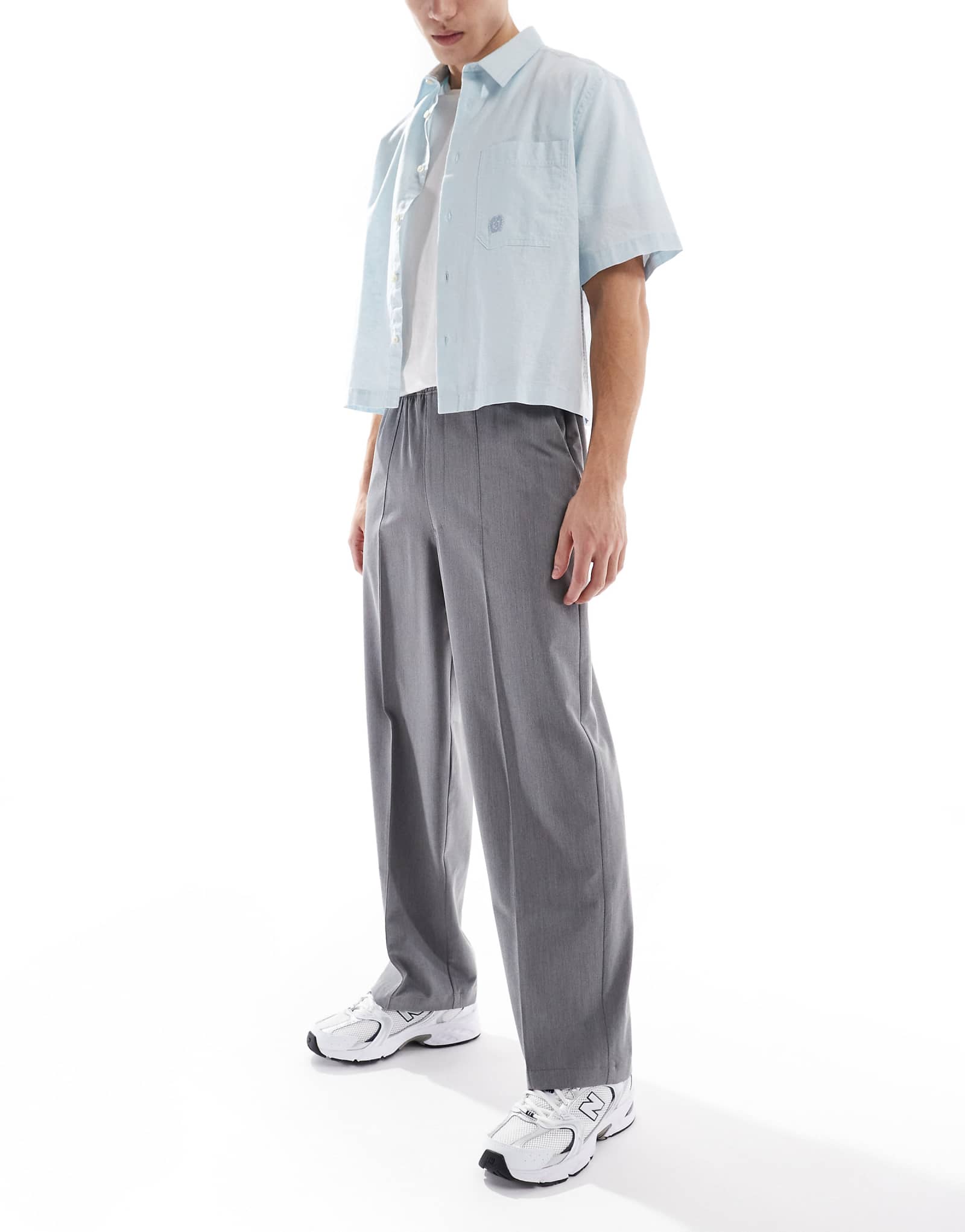 Широкие брюки Pull-Bear серого цвета сшитые на заказ 3990₽