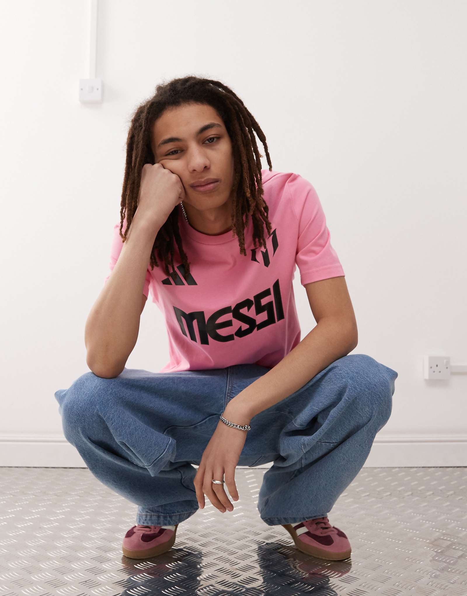 футболка adidas Football Messi розового цвета