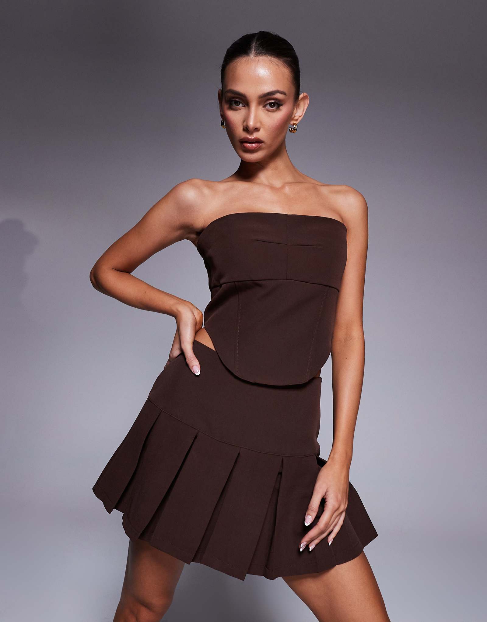 Корсетный топ-бандо Wanderdoll Sylvie коричневого цвета, сшитый на заказ - часть комплекта