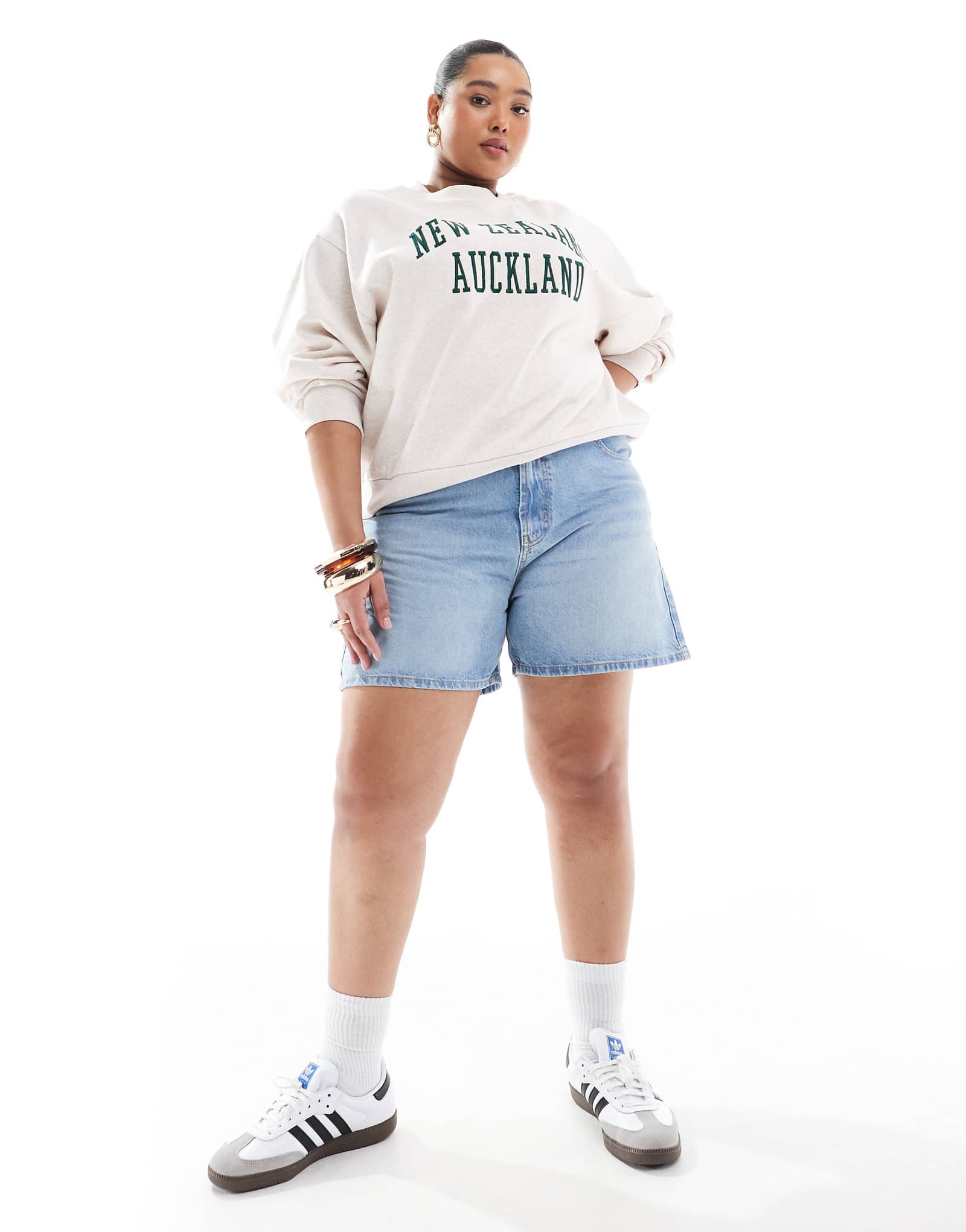 Джинсовые шорты для папы ASOS DESIGN Curve темно-синего цвета