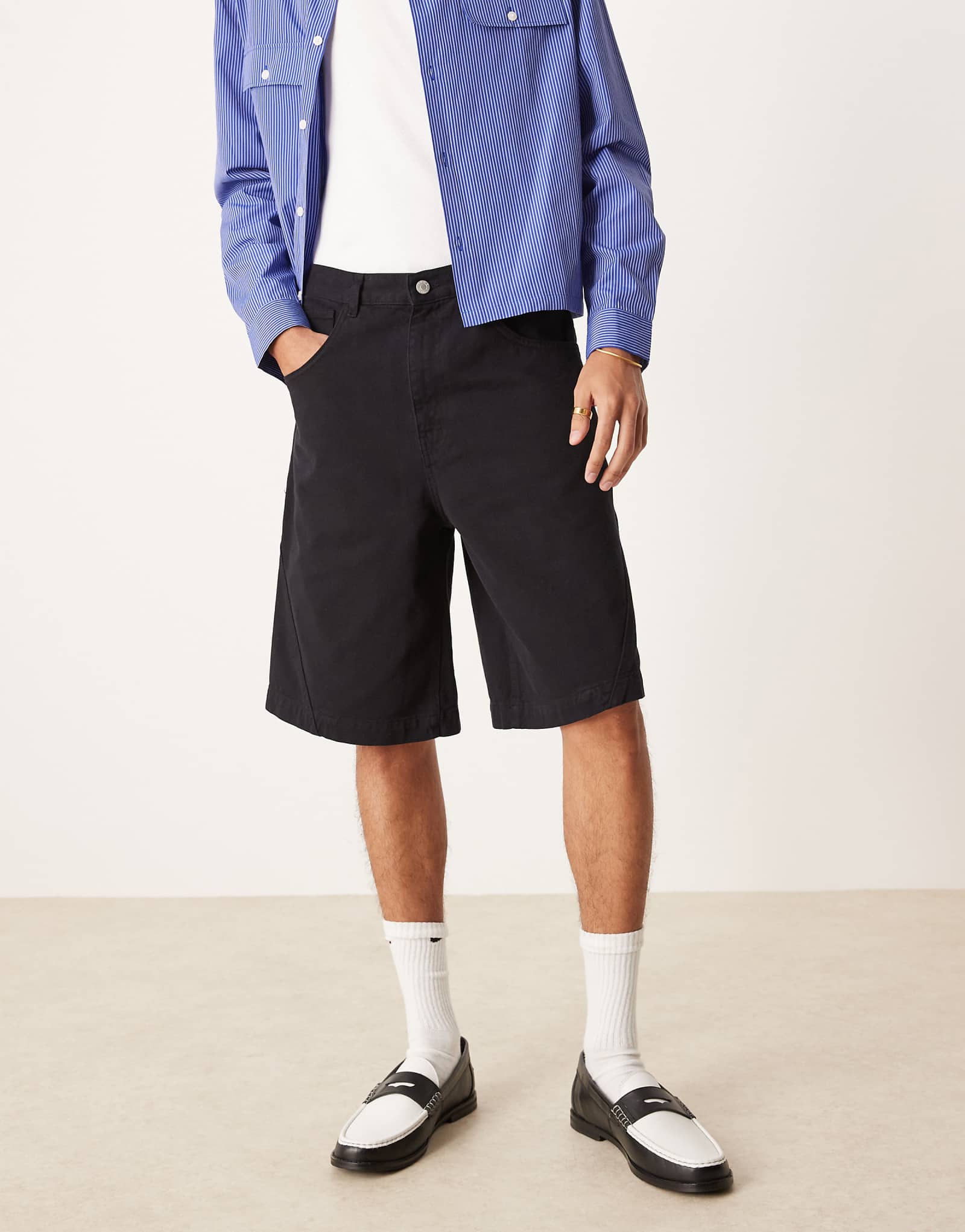 ДИЗАЙНЕРСКИЕ шорты ASOS с длинными рукавами и витым швом черного цвета 6890₽