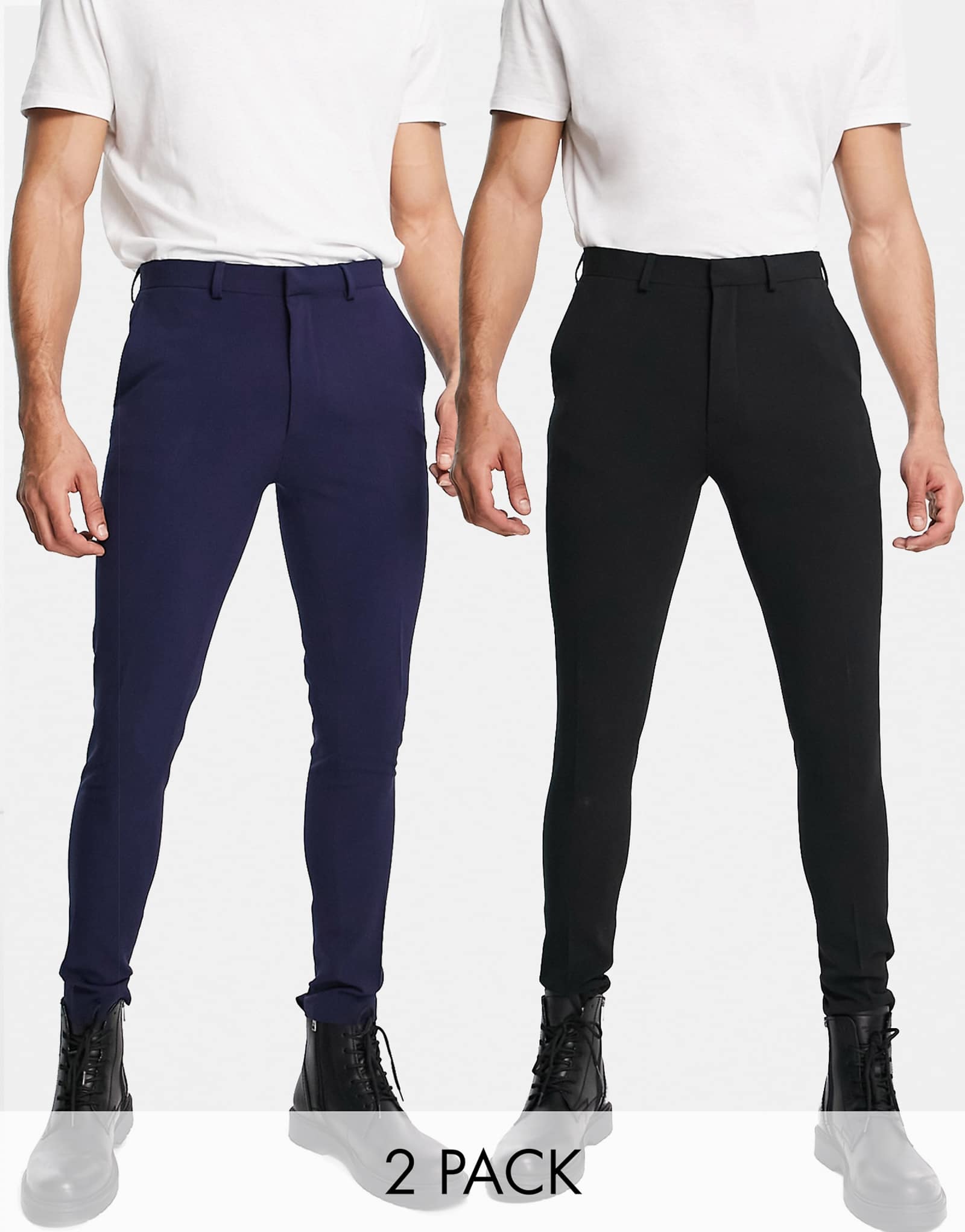 ДИЗАЙНЕРСКИЕ брюки ASOS super skinny smart pants multipack черного и темно-синего цветов 5290₽