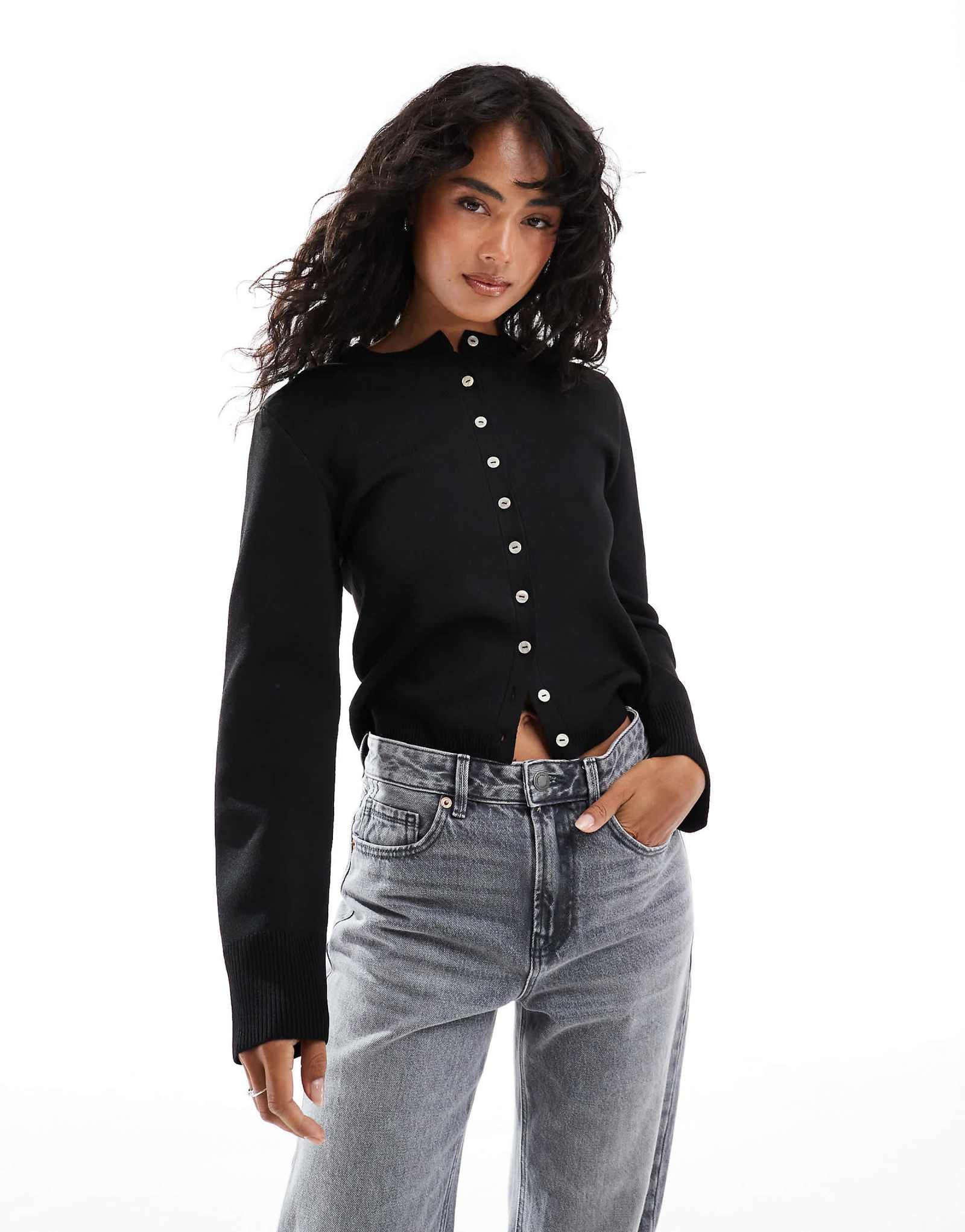 Кардиган ASOS DESIGN compact stitch черного цвета 5090₽